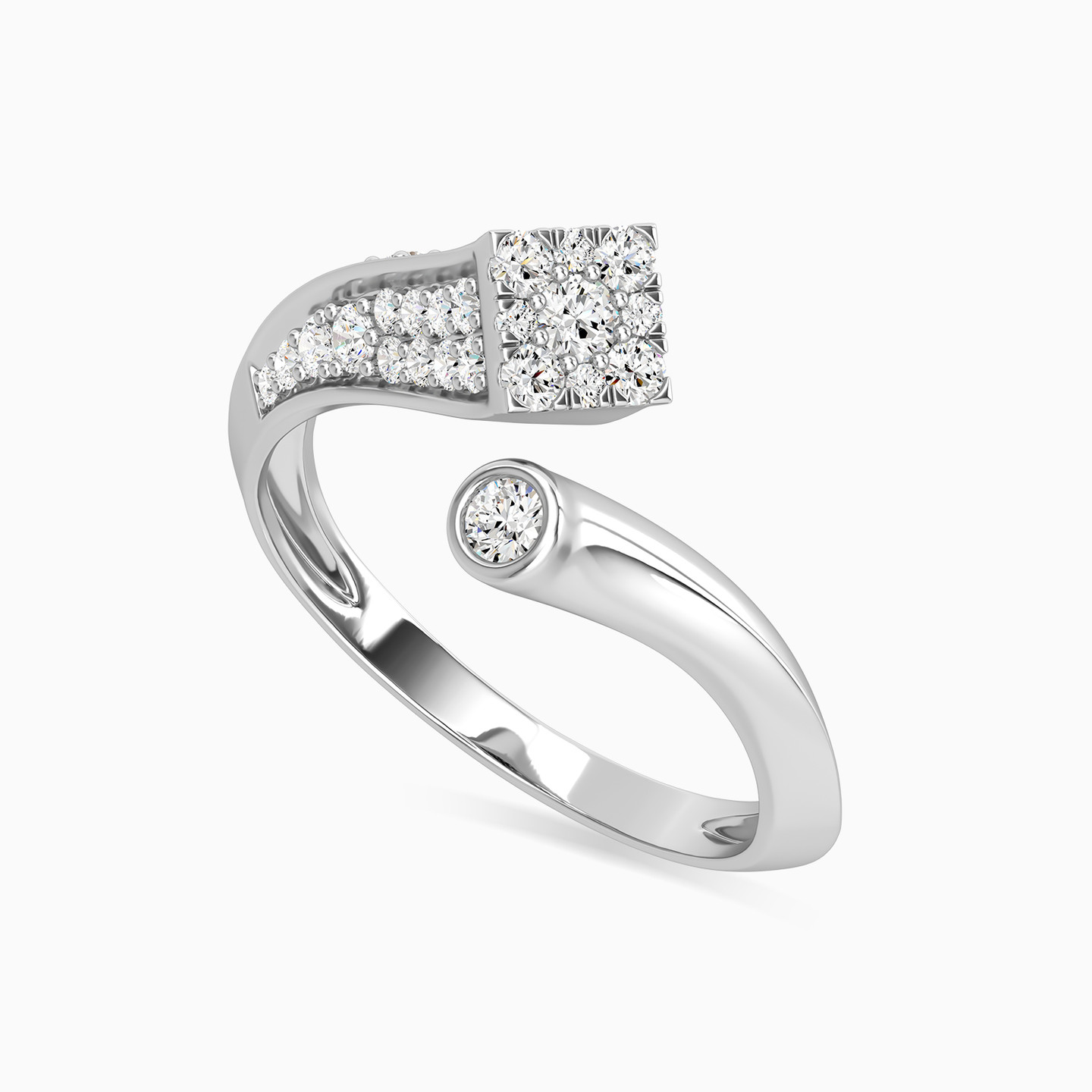 Square Diamond Two-headed Ring in 18K Gold - 3 Square Diamond Two-headed Ring in 18K Gold - 3