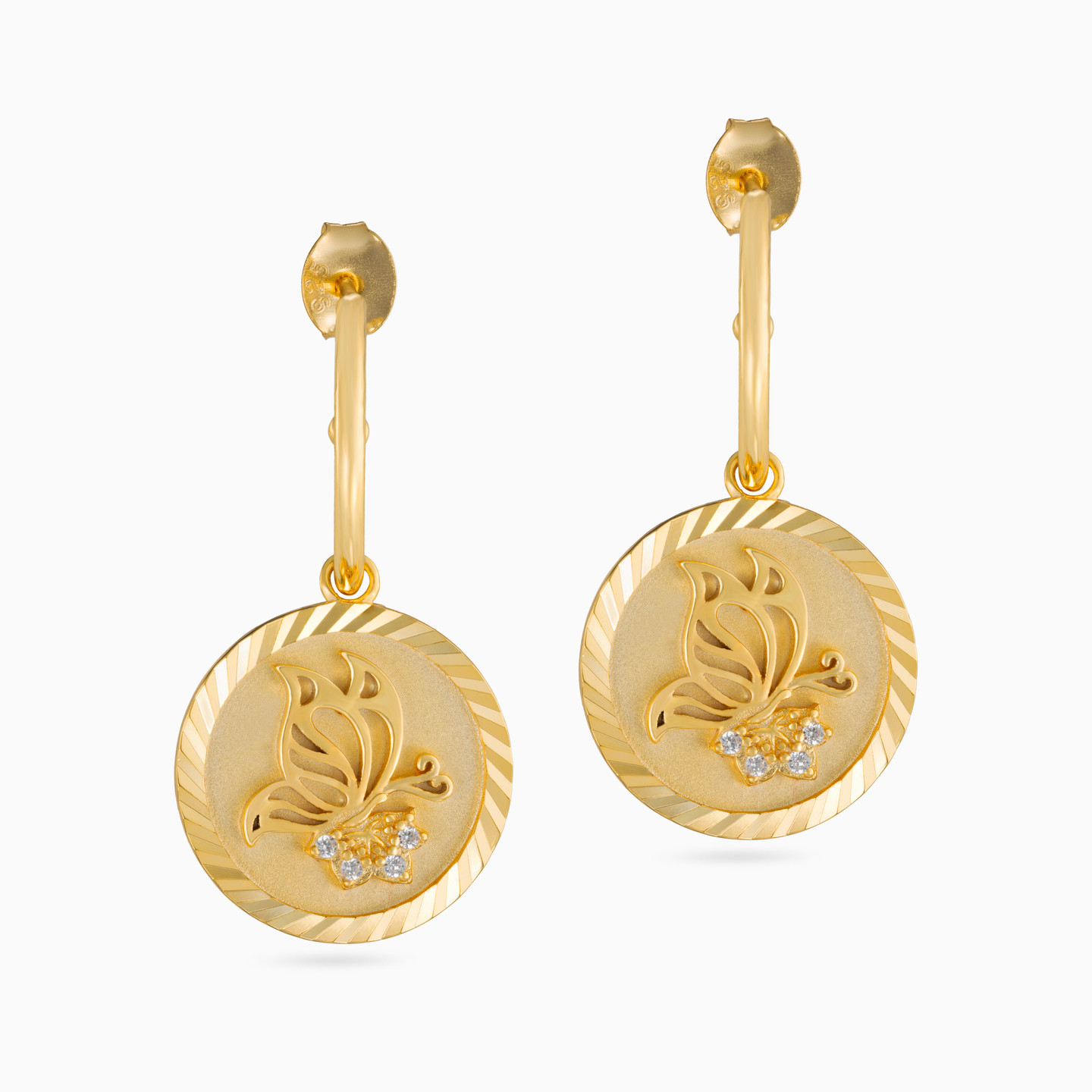 Circle Clear Stone Gold Plated Drop Earrings Circle Clear Stone Gold Plated Drop Earrings