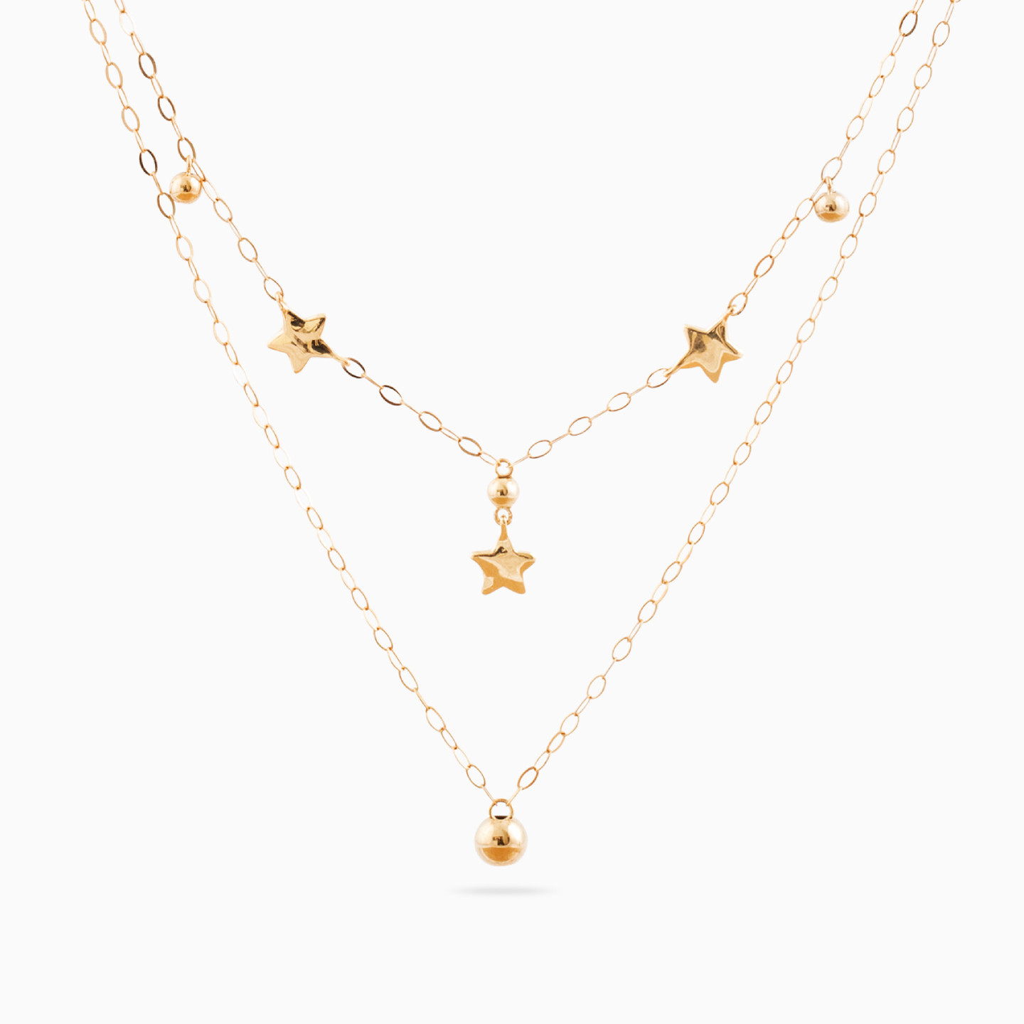 Star Layered Necklace in 18K Gold - 2 Star Layered Necklace in 18K Gold - 2