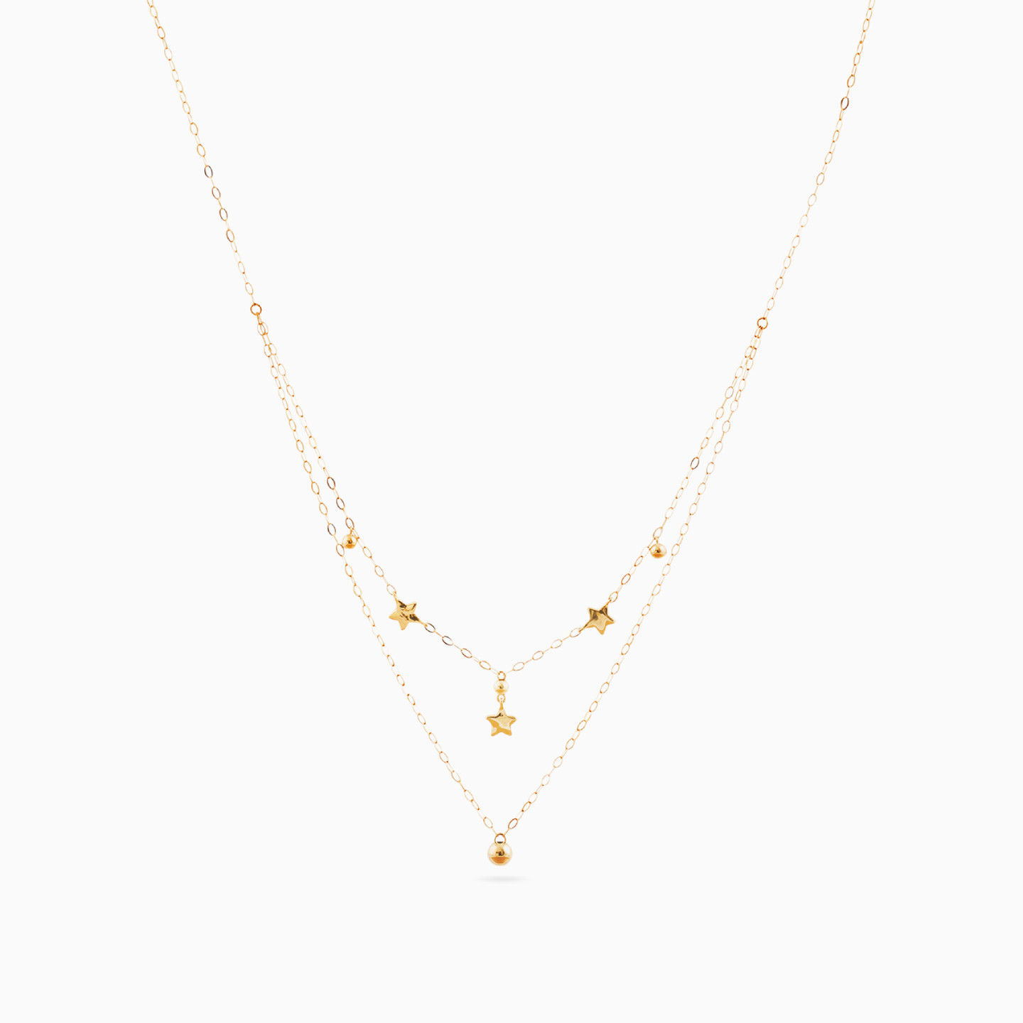Star Layered Necklace in 18K Gold - 4 Star Layered Necklace in 18K Gold - 4