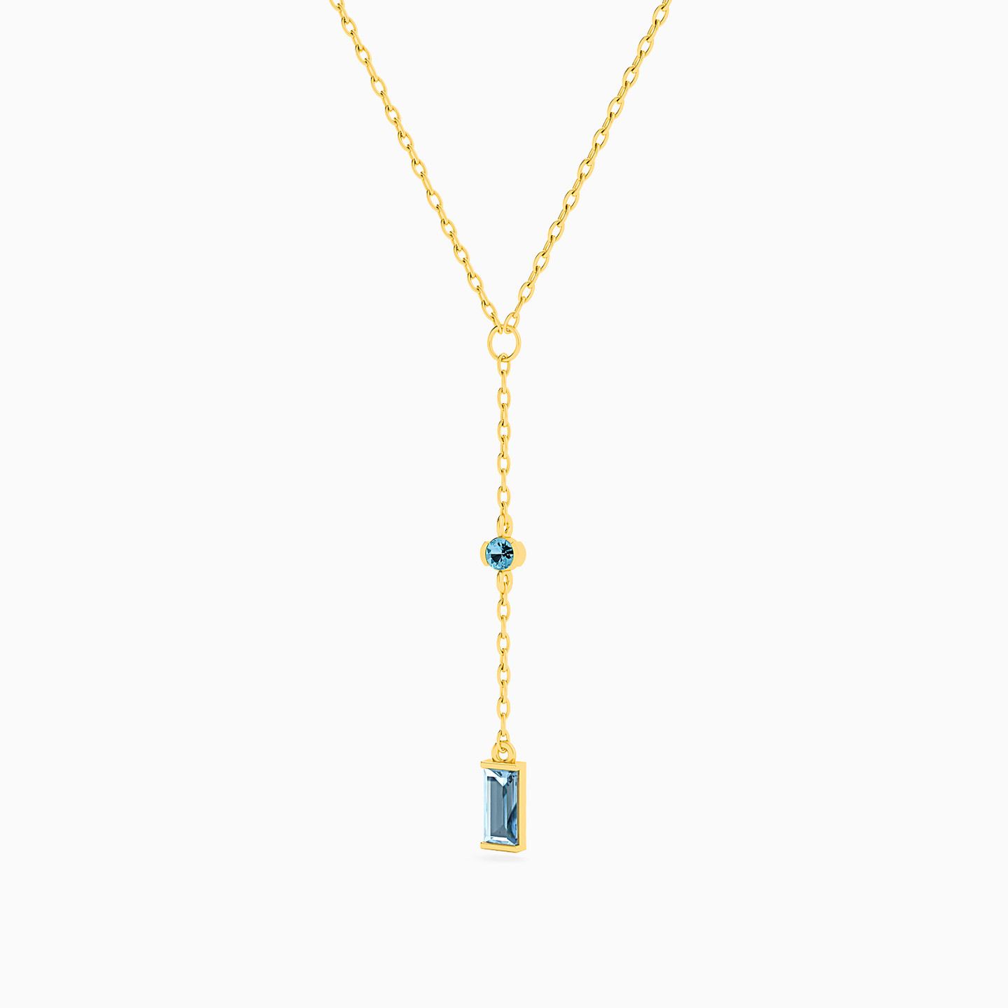 Baguette Colored Stones Necklace in 18K Gold - 2 Baguette Colored Stones Necklace in 18K Gold - 2