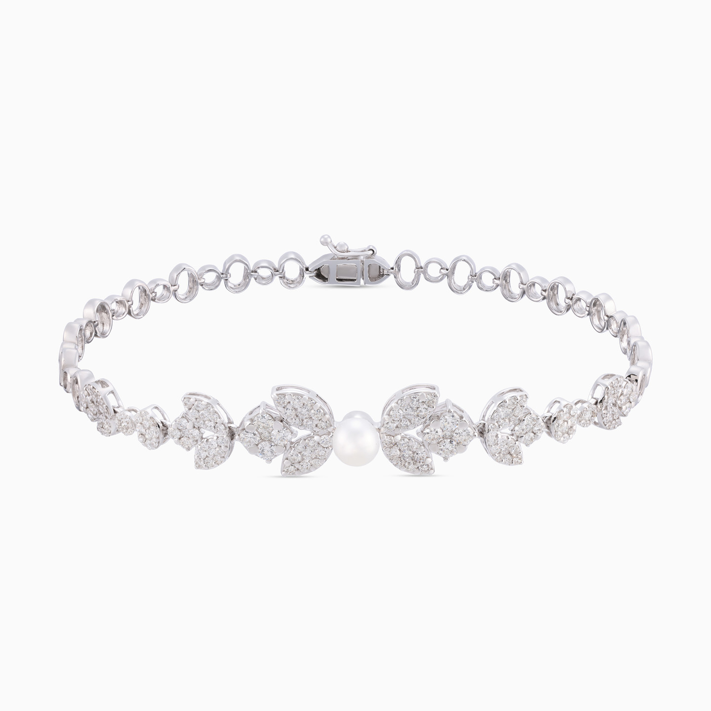 Circle Diamond & Pearl Full Set in 18K Gold (4 Pieces) - 4 Circle Diamond & Pearl Full Set in 18K Gold (4 Pieces) - 4