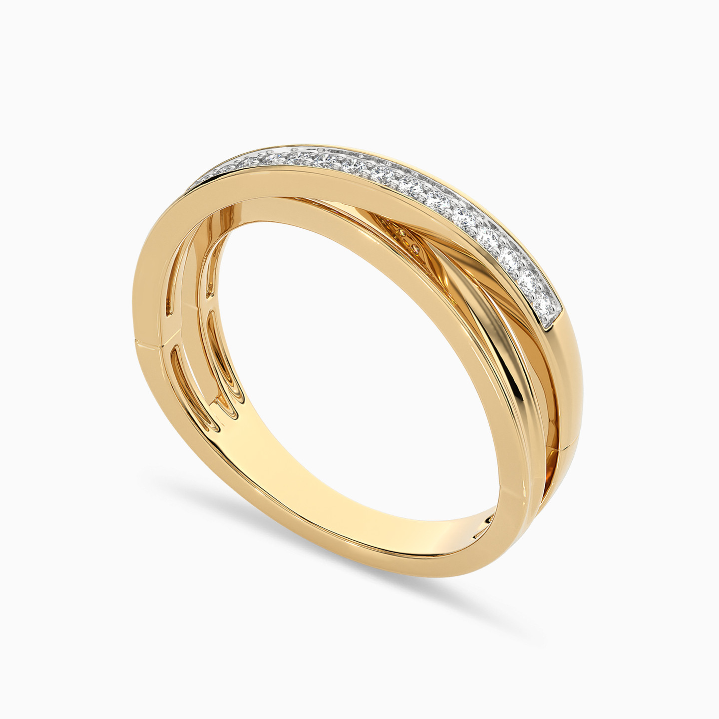 X-Shaped Diamond Statement Ring in 18K Gold - 2