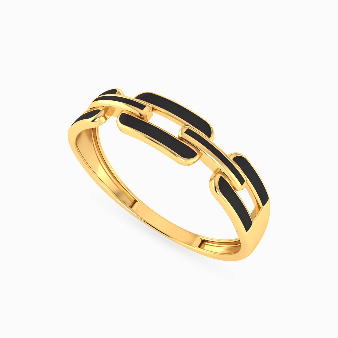 Abstract Shaped Enamel Coated Statement Ring in 18K Gold - 3