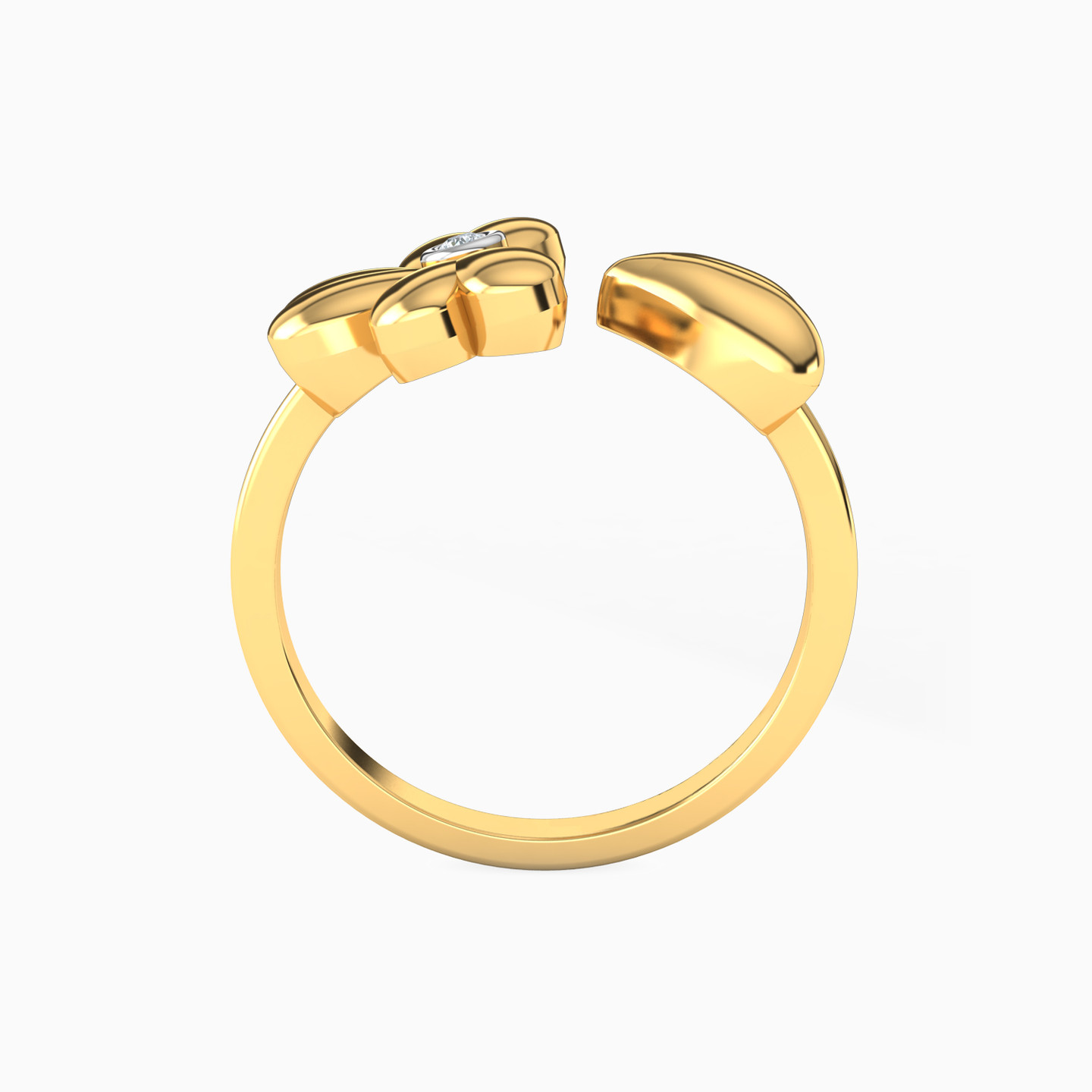Flower Heart Diamonds Two headed Ring in 18K Gold - 3 Flower Heart Diamonds Two headed Ring in 18K Gold - 3