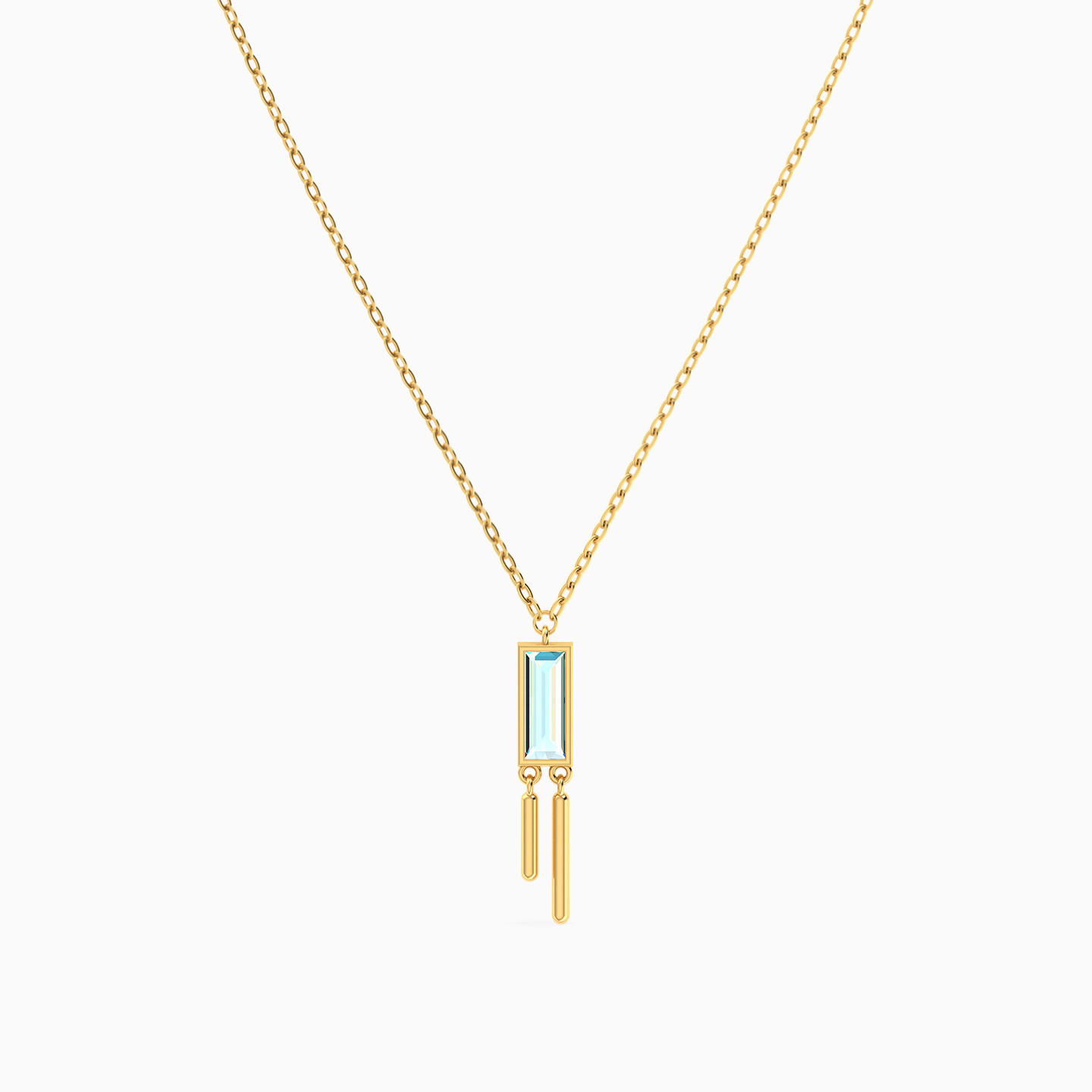 Baguette Colored Stones Necklace in 18K Gold - 3 Baguette Colored Stones Necklace in 18K Gold - 3