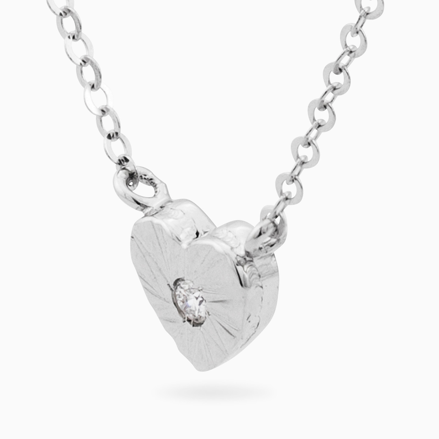 سلسلة ذهب قلب عيار 18 قيراط مزينة بحجر شفاف - 2 سلسلة ذهب قلب عيار 18 قيراط مزينة بحجر شفاف - 2