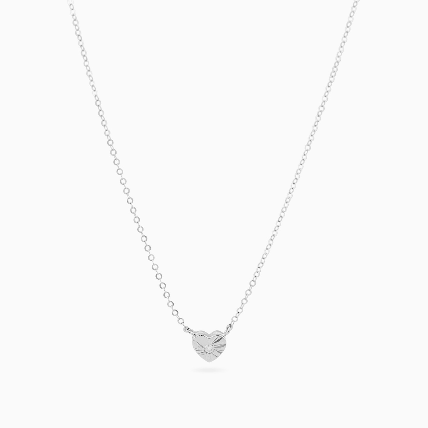 سلسلة ذهب قلب عيار 18 قيراط مزينة بحجر شفاف - 3 سلسلة ذهب قلب عيار 18 قيراط مزينة بحجر شفاف - 3