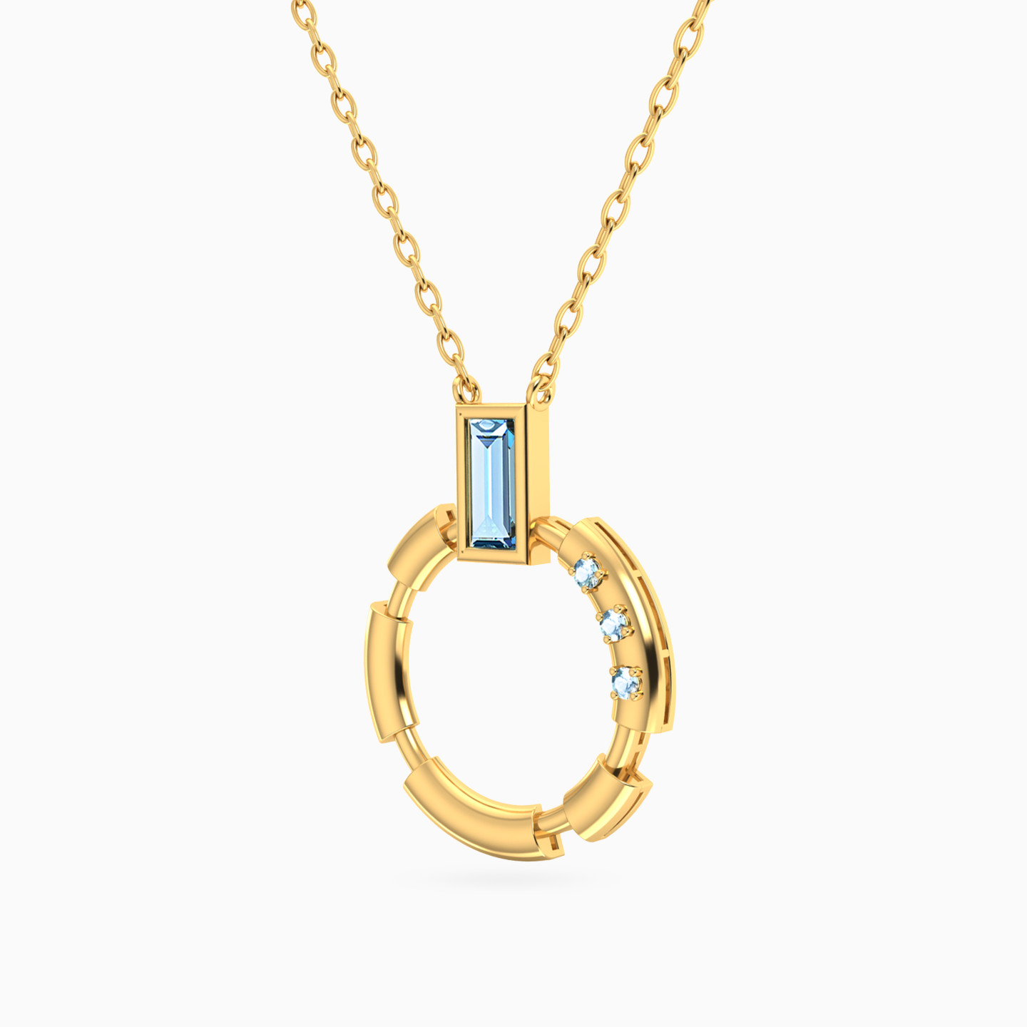 Circle Colored Stones Necklace in 18K Gold - 2 Circle Colored Stones Necklace in 18K Gold - 2