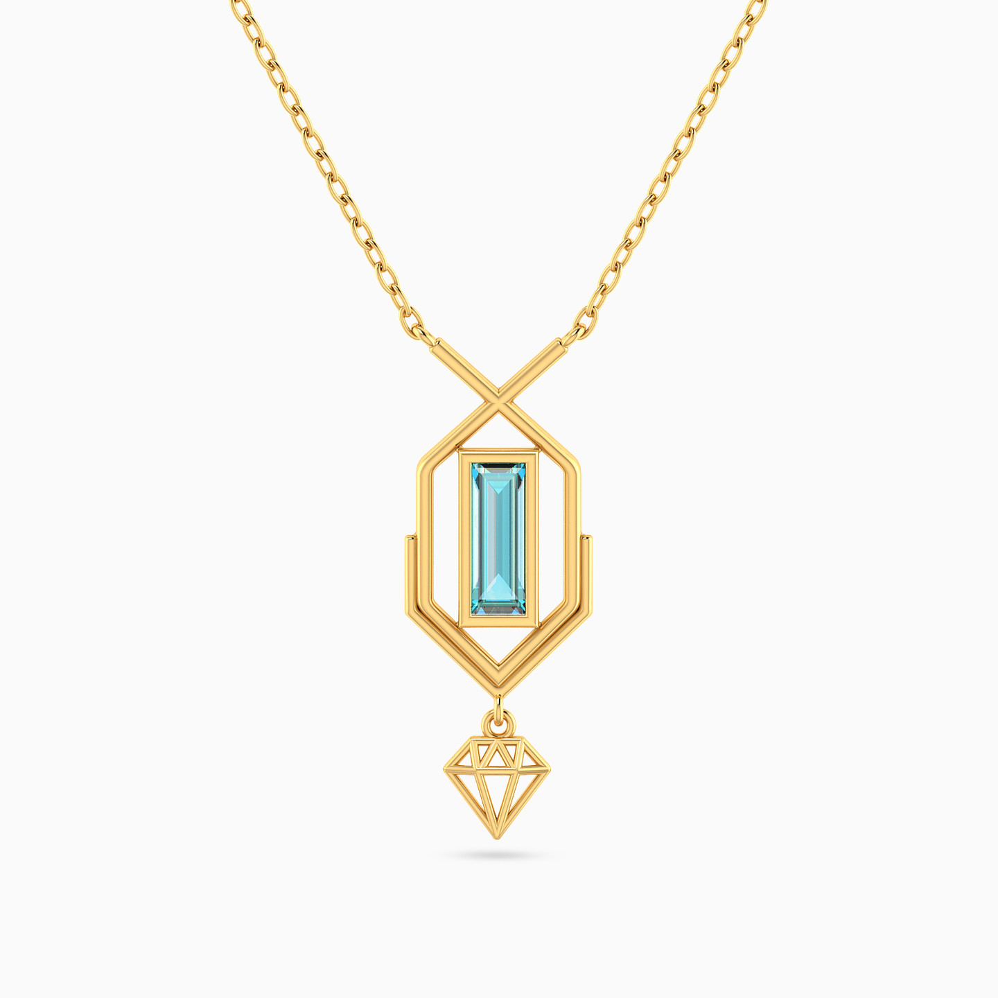 Baguette Colored Stones Necklace in 18K Gold Baguette Colored Stones Necklace in 18K Gold
