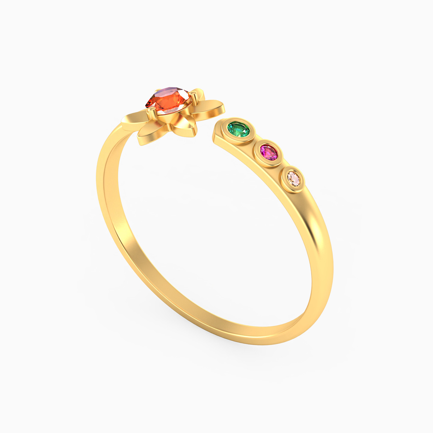 18K Gold Colored Stones Two-headed Ring - 2