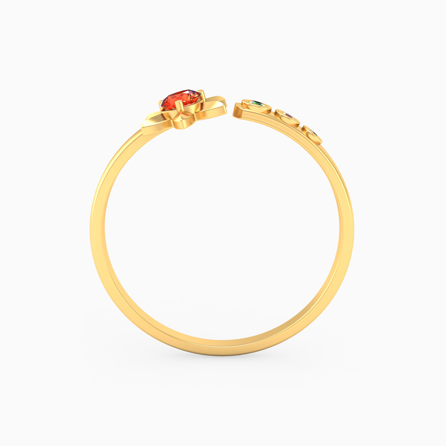 18K Gold Colored Stones Two-headed Ring - 3