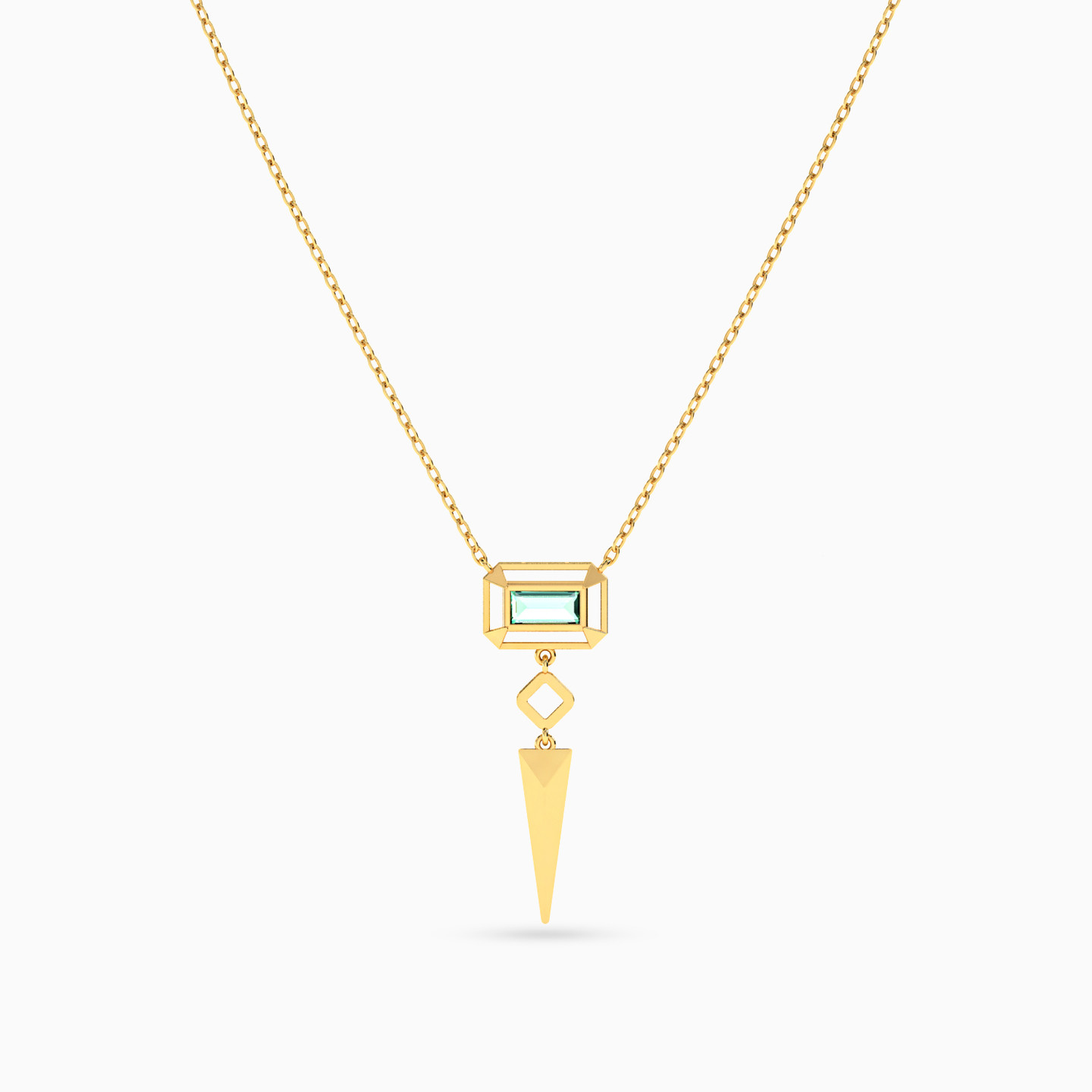 Dagger Colored Stones Necklace in 18K Gold - 3 Dagger Colored Stones Necklace in 18K Gold - 3