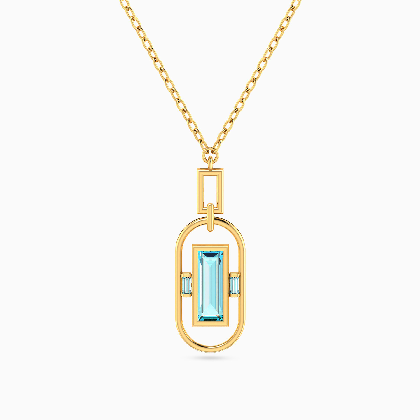 Oval Colored Stones Necklace in 18K Gold Oval Colored Stones Necklace in 18K Gold