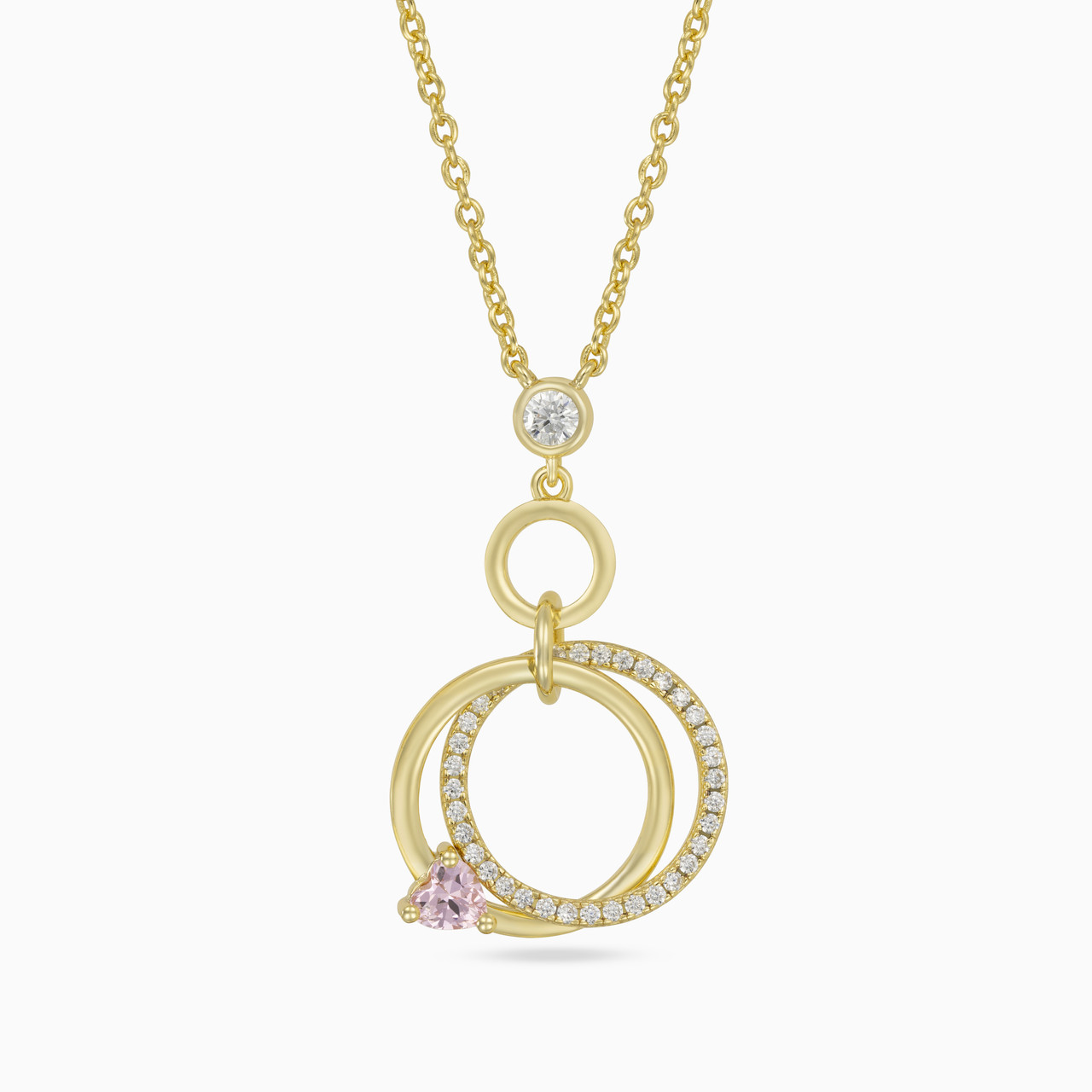 Circle Rose Stone Gold Plated Necklace Circle Rose Stone Gold Plated Necklace