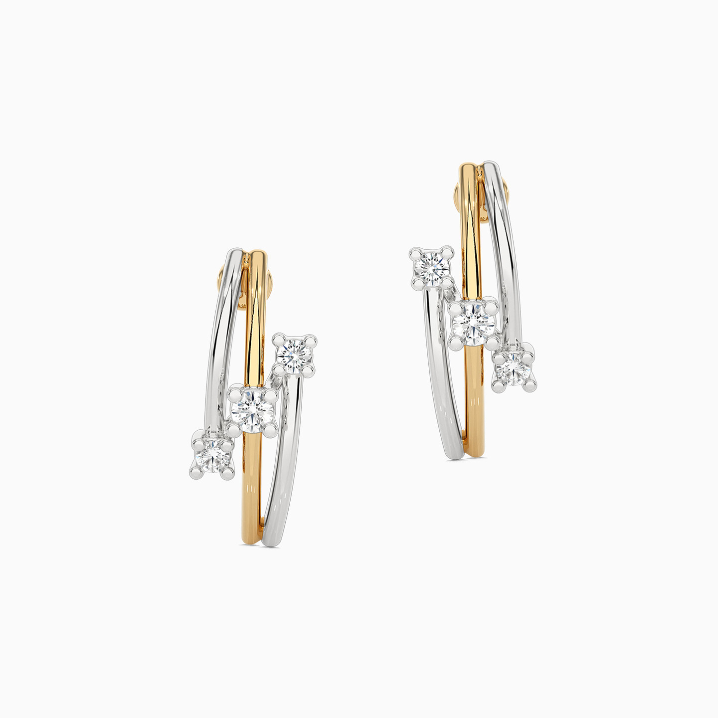 Spiral Diamond Stud Earrings in 18K Gold - 2 Spiral Diamond Stud Earrings in 18K Gold - 2