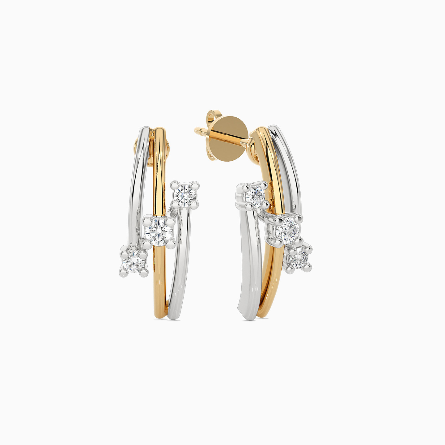 Layered Diamond Stud Earring in 18K Gold - 2