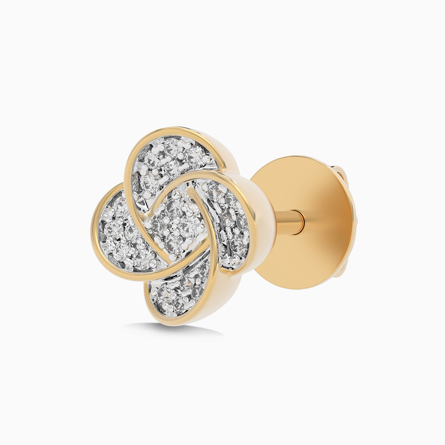 أقراط صغيرة زهرة ذهب عيار 18 قيراط مزينة بالألماس - 4 أقراط صغيرة زهرة ذهب عيار 18 قيراط مزينة بالألماس - 4