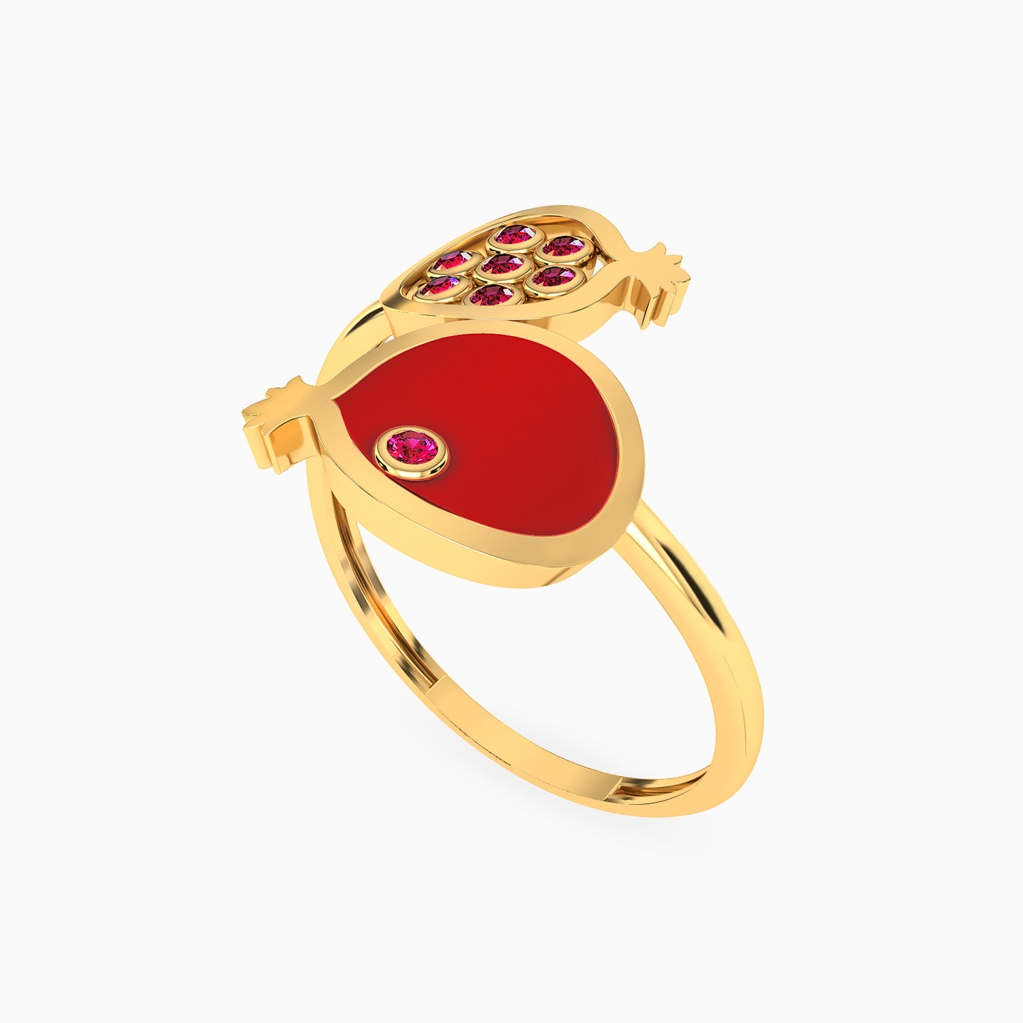 18K Gold Colored Stones Two-headed Ring - 2