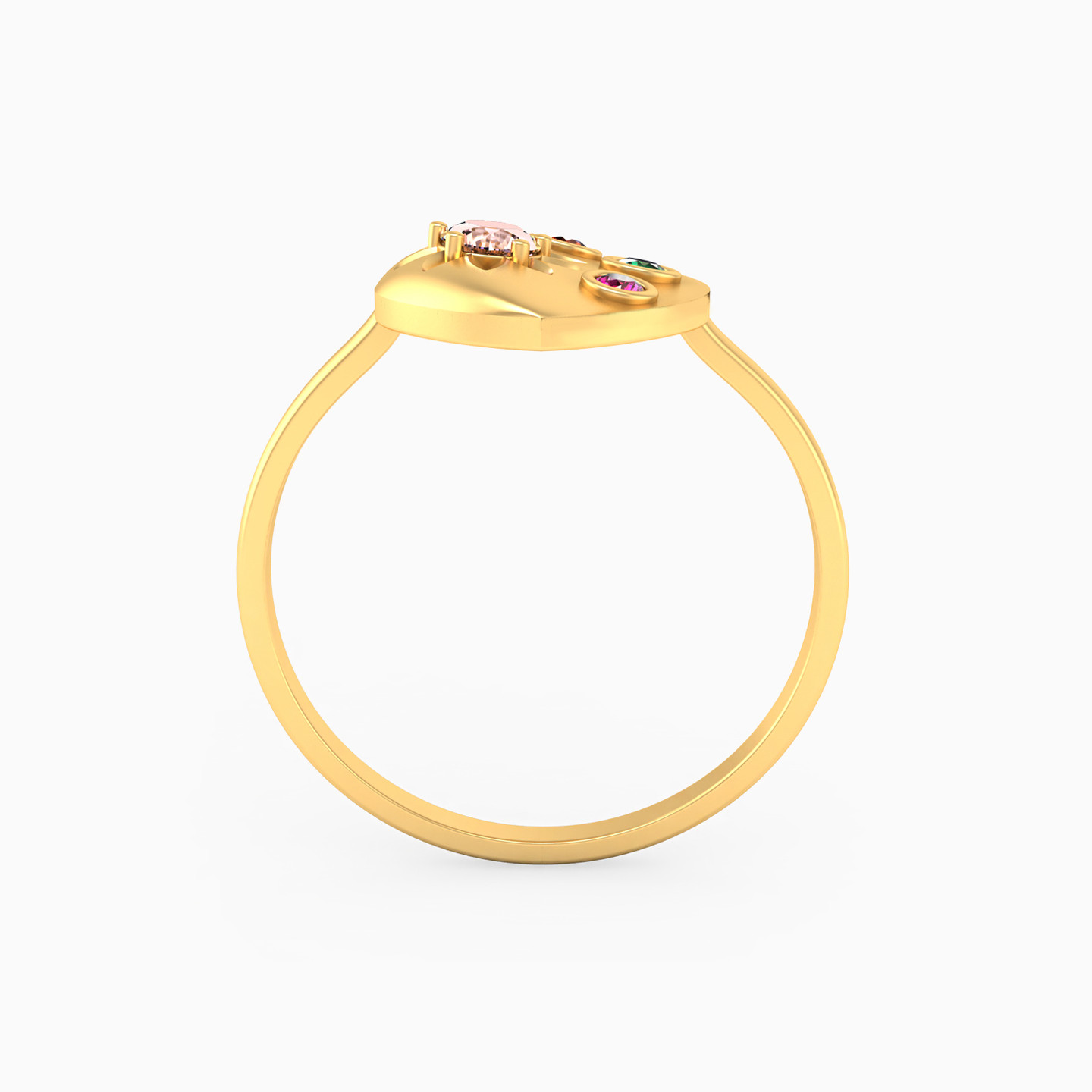 18K Gold Colored Stones Statement Ring - 3