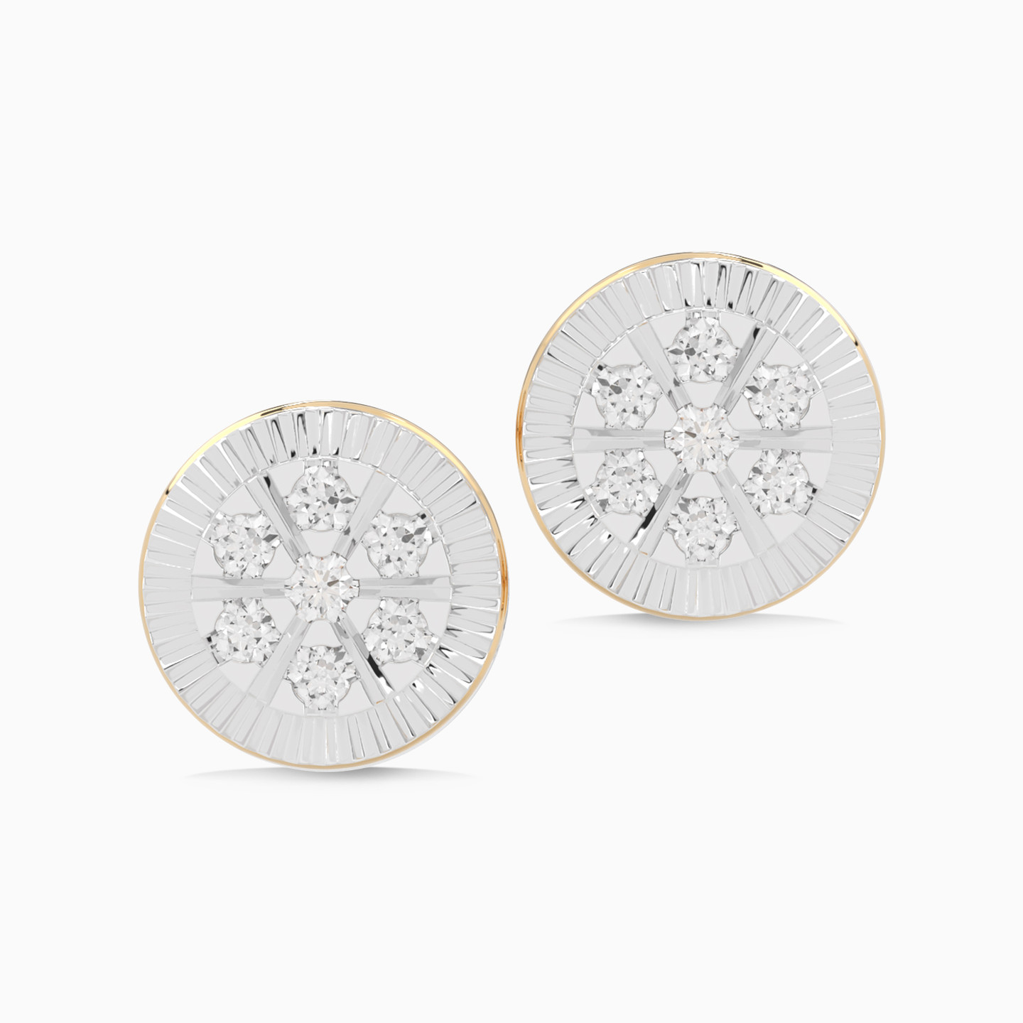 Circle Diamond Stud Earrings in 18K Gold - 4 Circle Diamond Stud Earrings in 18K Gold - 4