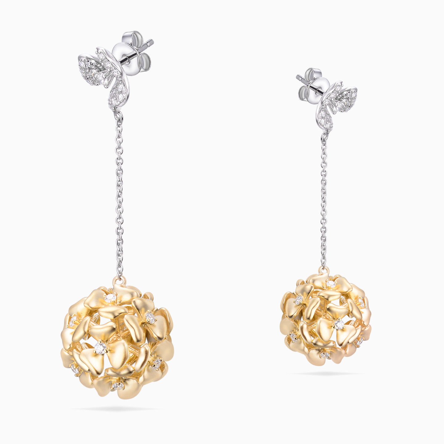 Multi Shaped Diamond Drop Earrings in 18K Gold - 4 Multi Shaped Diamond Drop Earrings in 18K Gold - 4