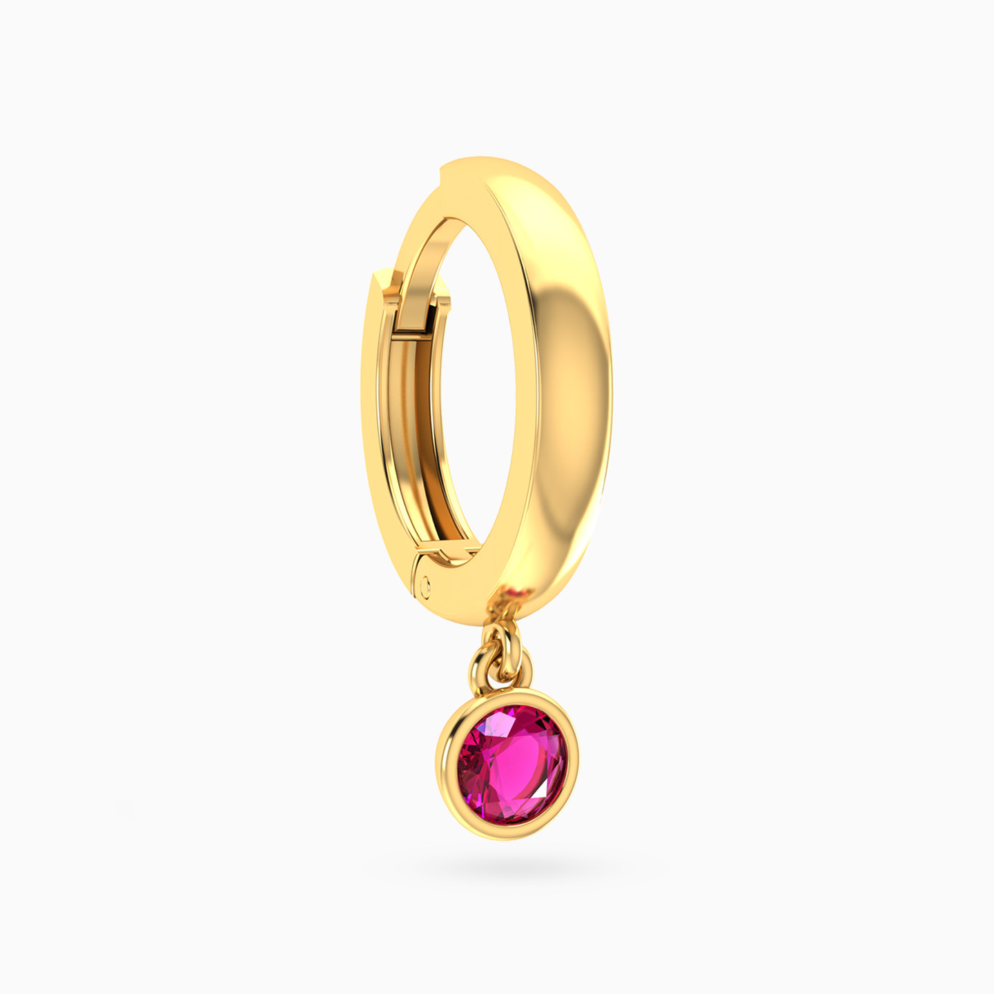 Round Shaped Colored Stones Hoop Earring in 18K Gold - 1 Piece