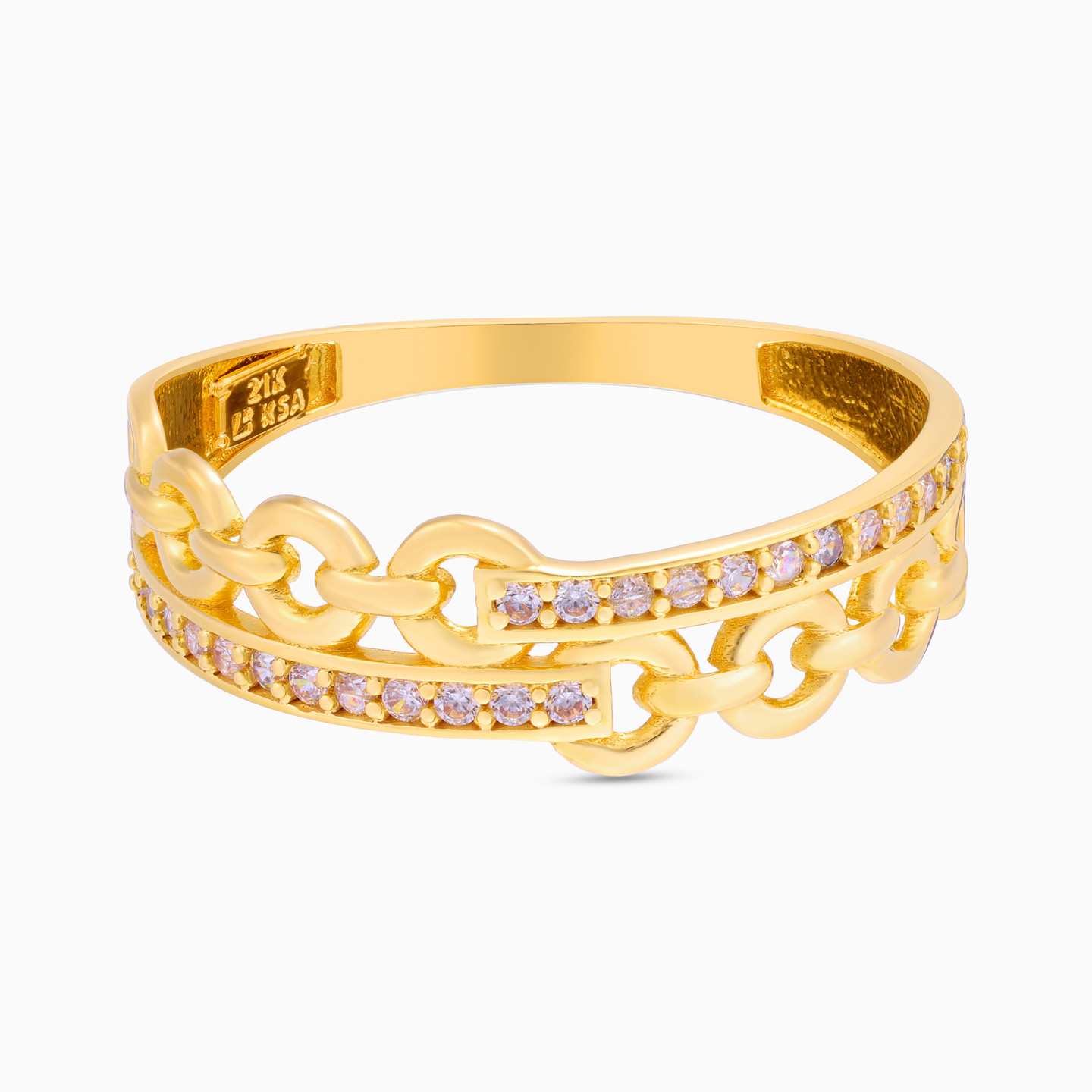 Links Cubic Zirconia Ring in 21K Gold Links Cubic Zirconia Ring in 21K Gold