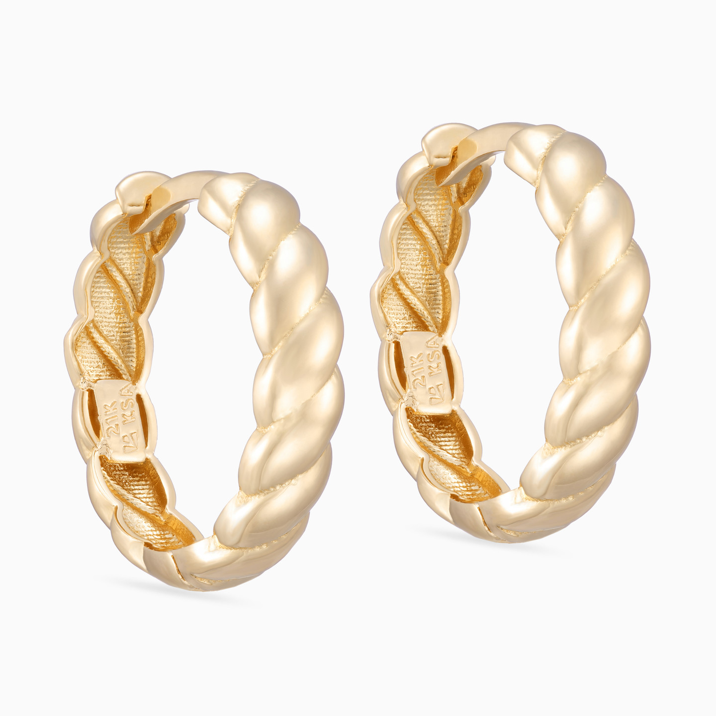 Twist Hoop Earrings in 21K Gold - 2 Twist Hoop Earrings in 21K Gold - 2