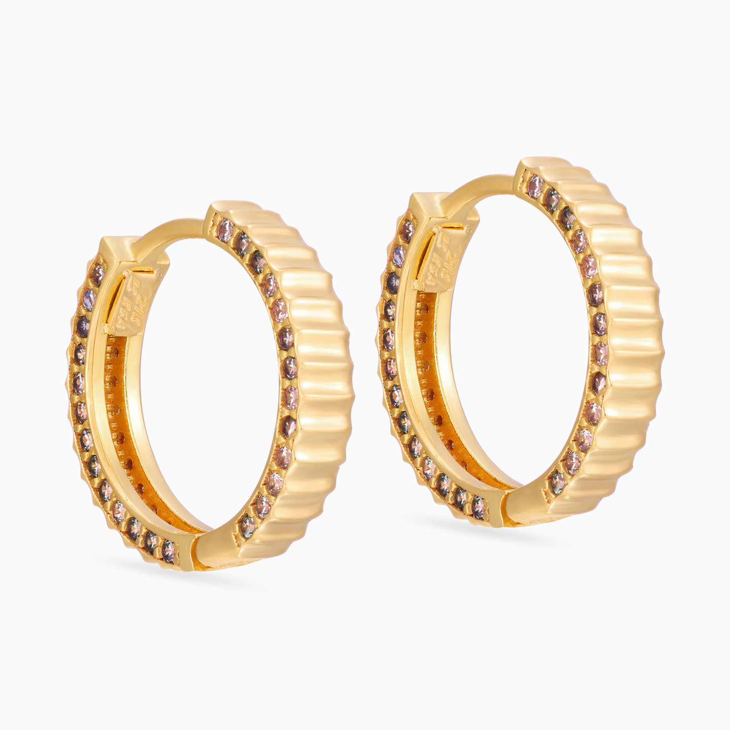 Textured Hoop Earrings in 21K Gold | L'azurde KSA Textured Hoop Earrings in 21K Gold | L'azurde KSA