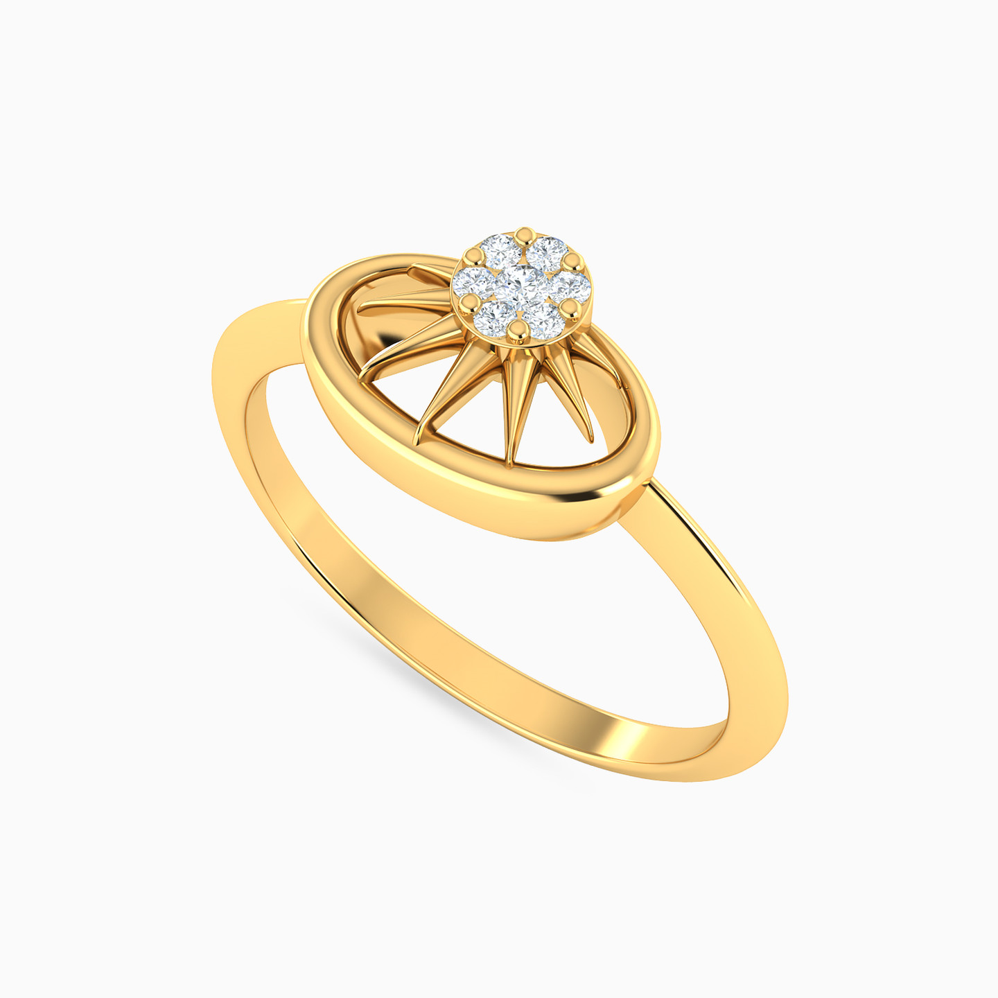 Oval Diamond Ring in 18K Gold - 2 Oval Diamond Ring in 18K Gold - 2