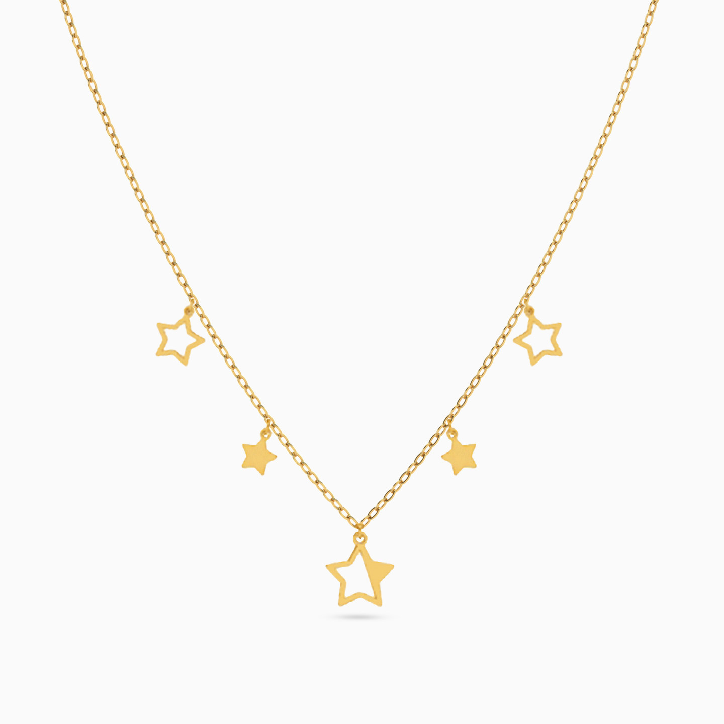Star Chain Necklace in 18K Gold - 5 Star Chain Necklace in 18K Gold - 5