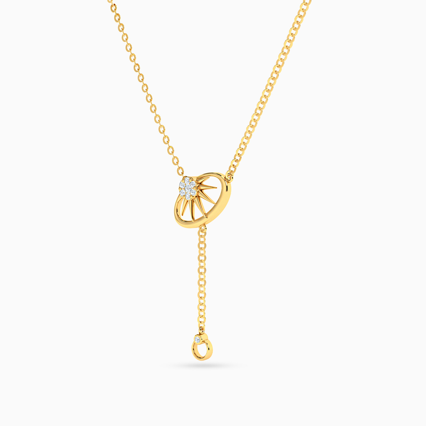 Oval Diamond Necklace in 18K Gold - 2 Oval Diamond Necklace in 18K Gold - 2