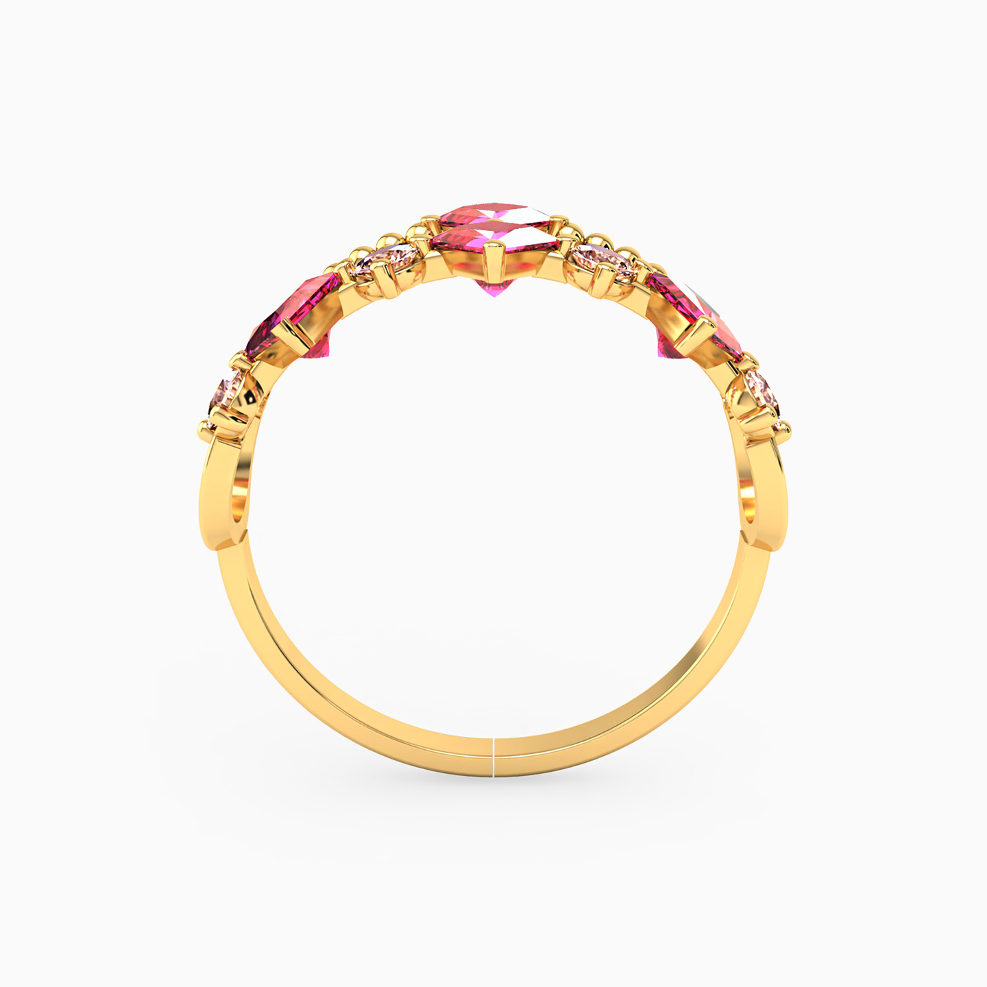 Square Rose Stone Ring in 18K Gold - 3 Square Rose Stone Ring in 18K Gold - 3