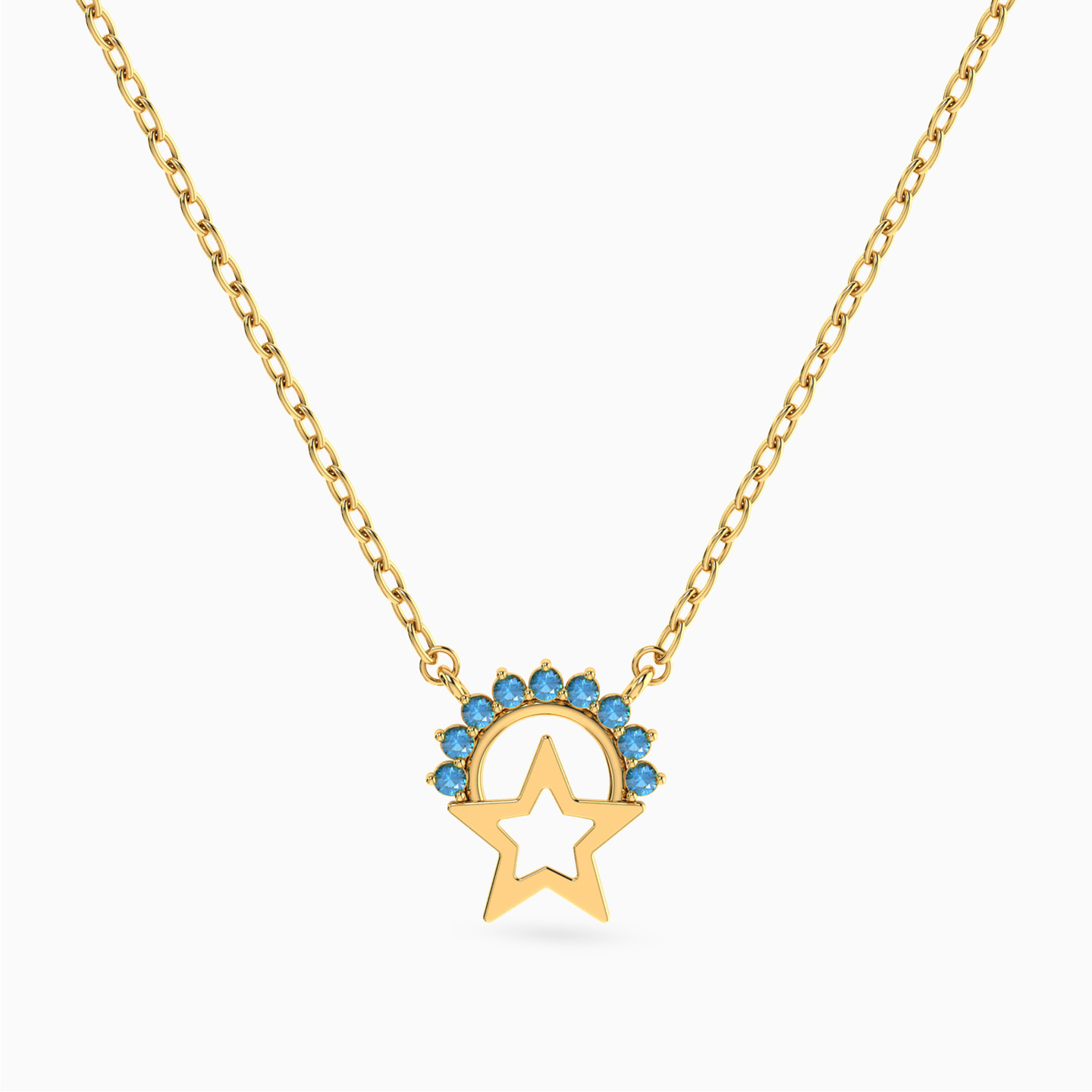 Star Colored Stones Necklace in 18K Gold Star Colored Stones Necklace in 18K Gold