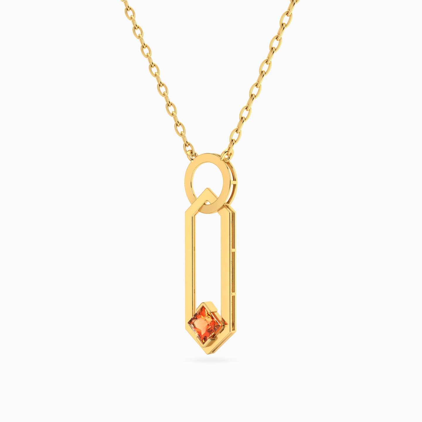 Multi-Shaped Orange Stone Necklace in 18K Gold - 2 Multi-Shaped Orange Stone Necklace in 18K Gold - 2
