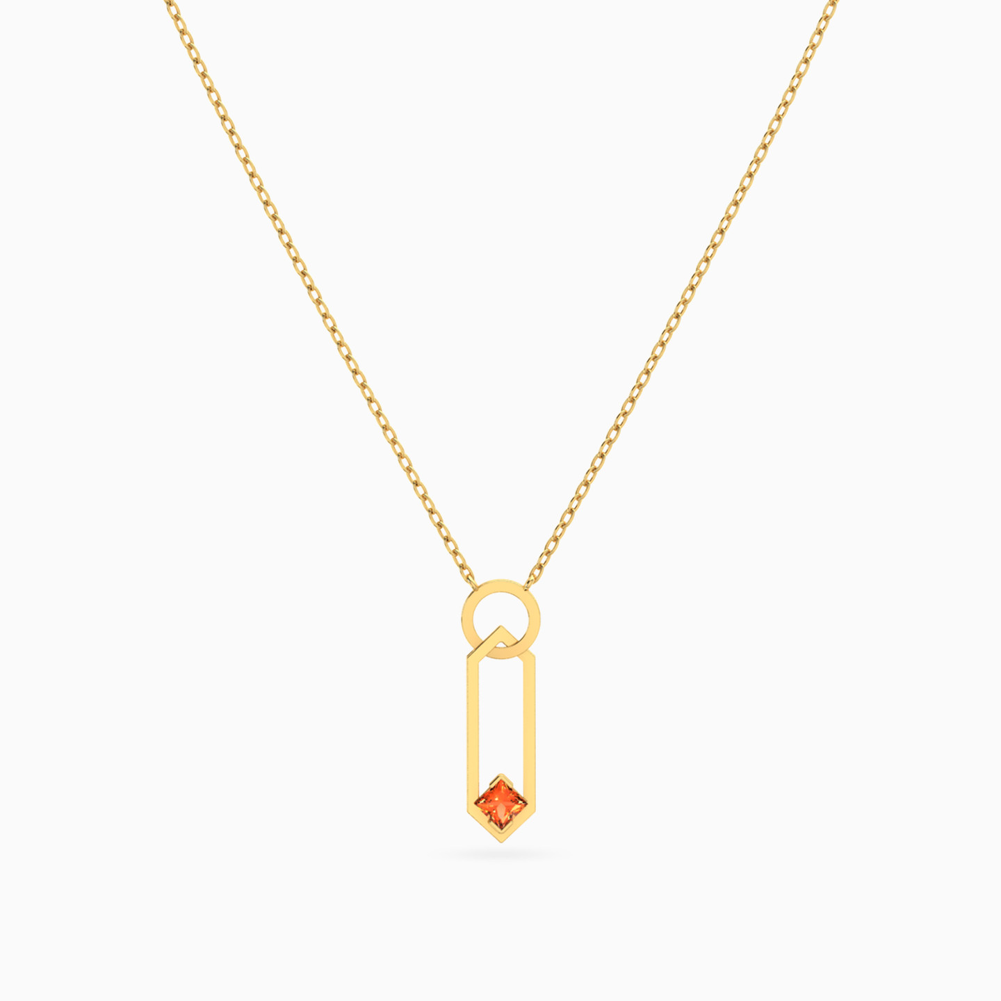Multi-Shaped Orange Stone Necklace in 18K Gold - 3 Multi-Shaped Orange Stone Necklace in 18K Gold - 3
