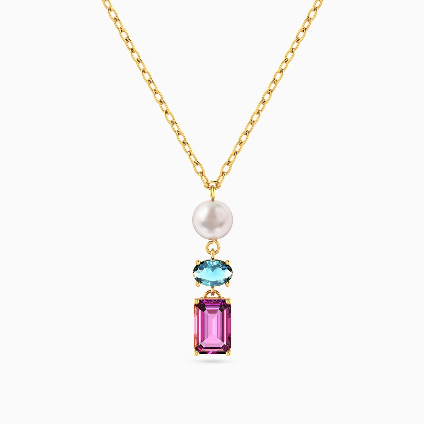 Pearl & Colored Stones Necklace in 18K Gold Pearl & Colored Stones Necklace in 18K Gold