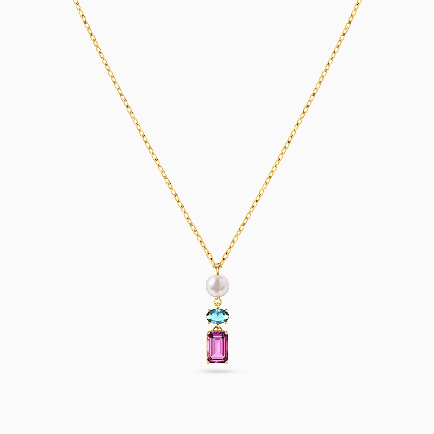 Pearl & Colored Stones Necklace in 18K Gold - 3 Pearl & Colored Stones Necklace in 18K Gold - 3