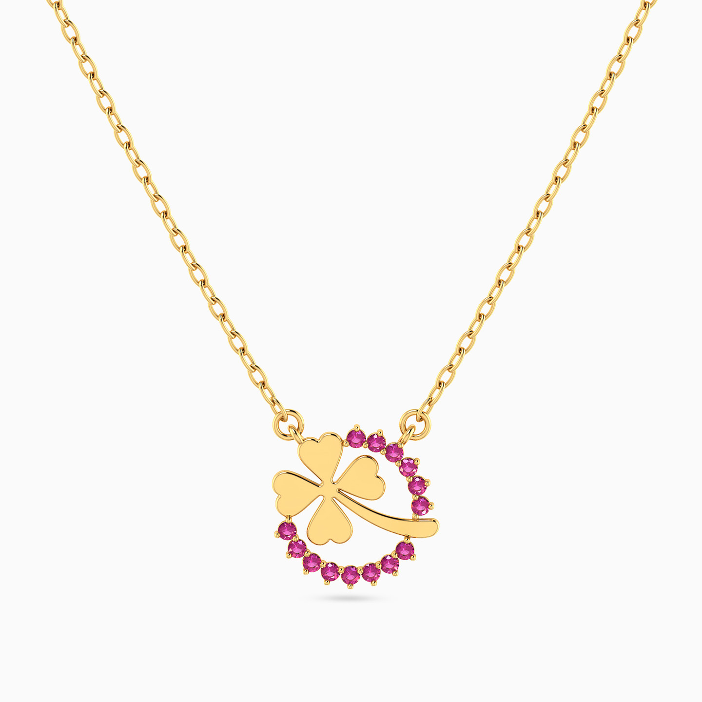 Clover Rose Stone Necklace in 18K Gold Clover Rose Stone Necklace in 18K Gold