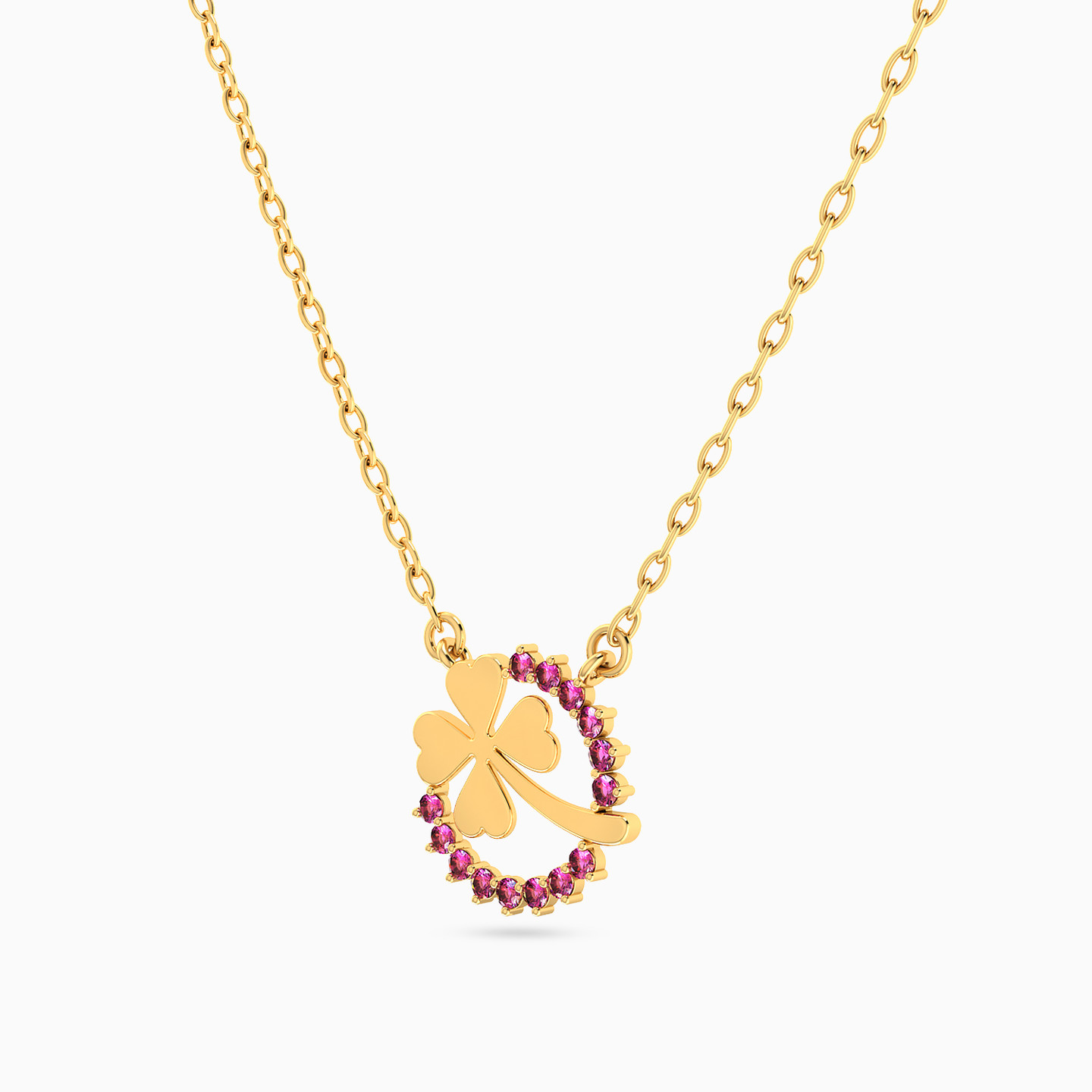 Clover Rose Stone Necklace in 18K Gold - 2 Clover Rose Stone Necklace in 18K Gold - 2