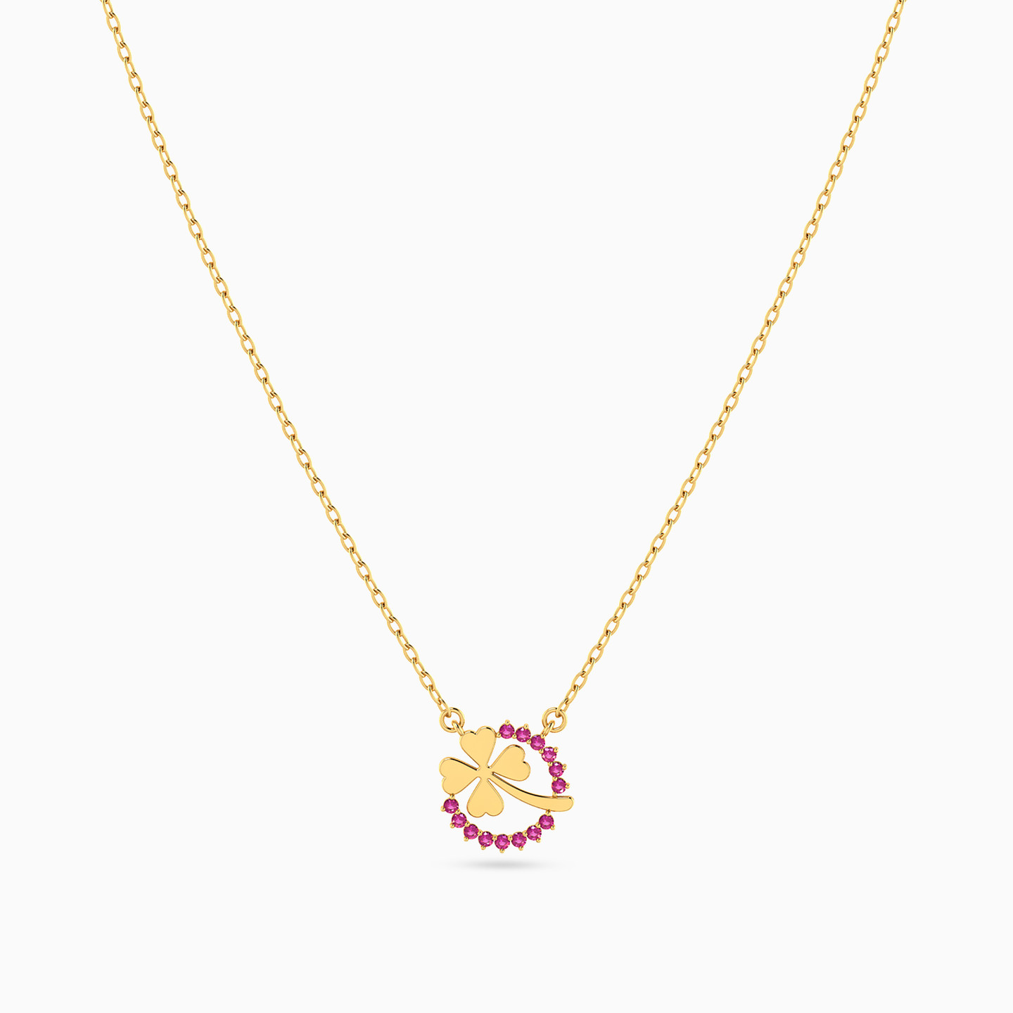 Clover Rose Stone Necklace in 18K Gold - 3 Clover Rose Stone Necklace in 18K Gold - 3