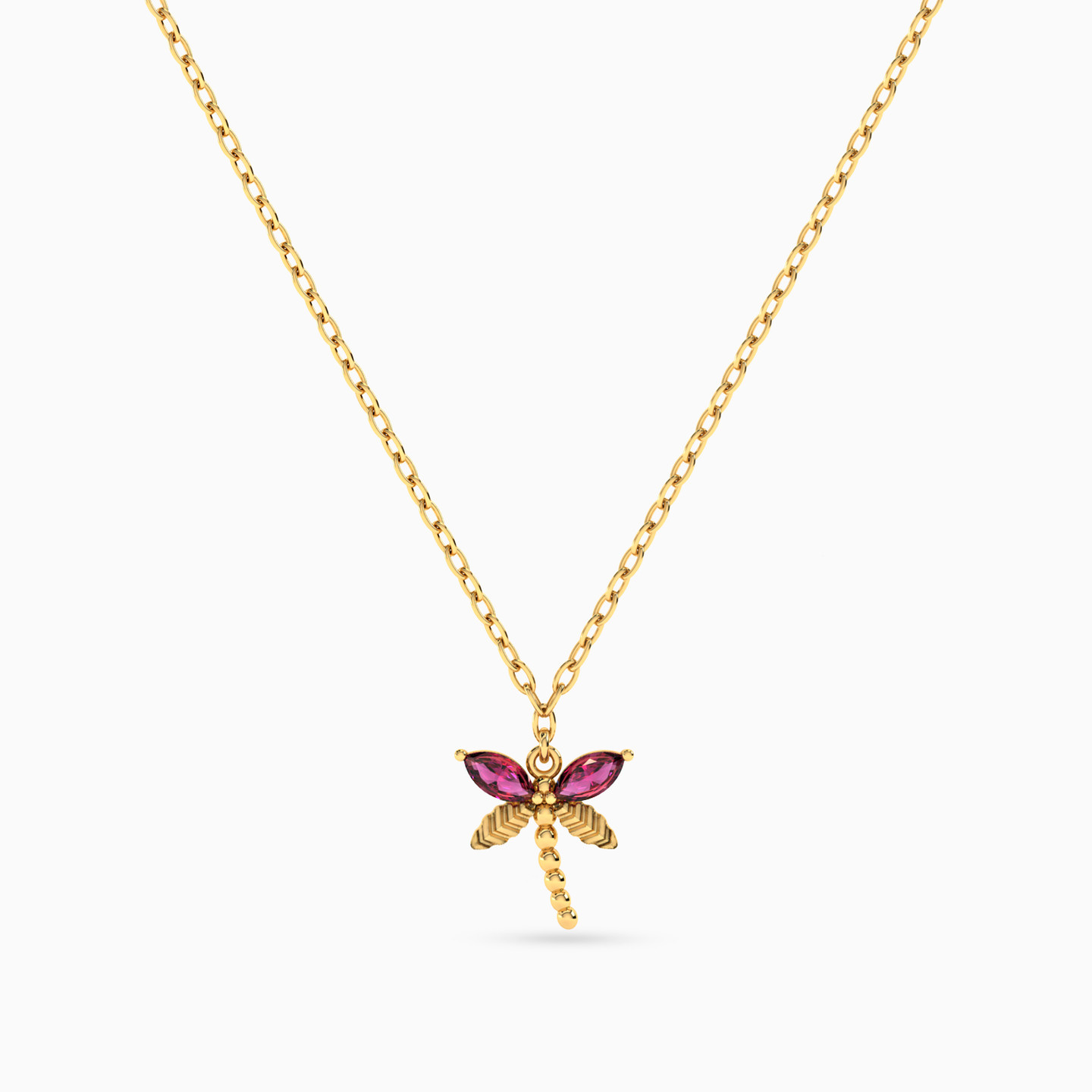 Dragonfly Rose Stone Necklace in 18K Gold Dragonfly Rose Stone Necklace in 18K Gold