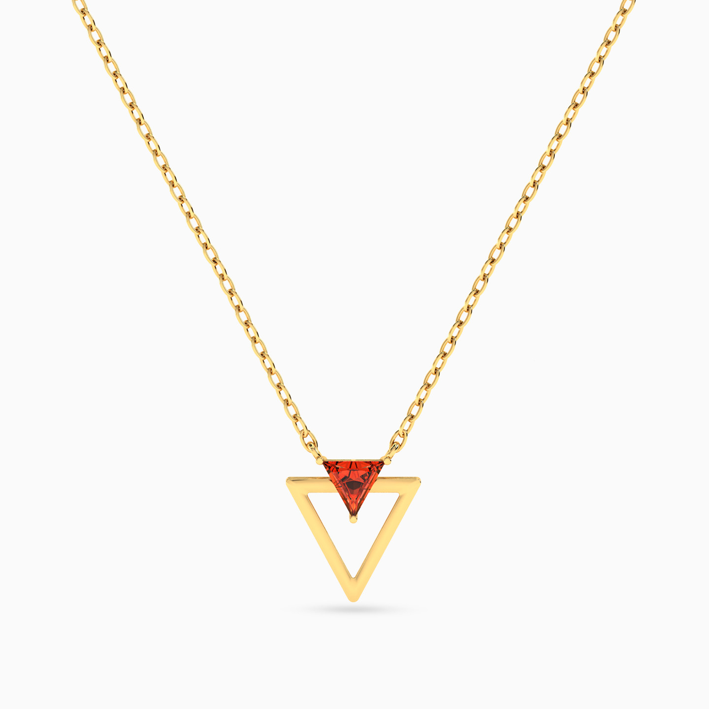Triangle Red Stone Necklace in 18K Gold Triangle Red Stone Necklace in 18K Gold