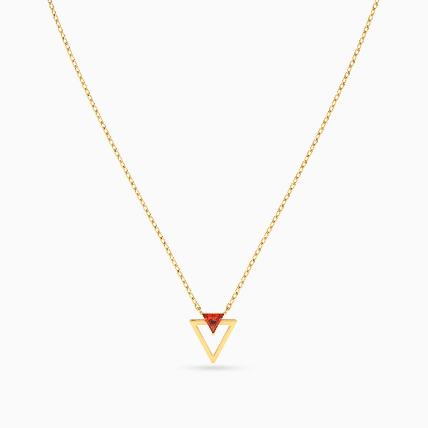 Triangle Red Stone Necklace in 18K Gold - 3 Triangle Red Stone Necklace in 18K Gold - 3