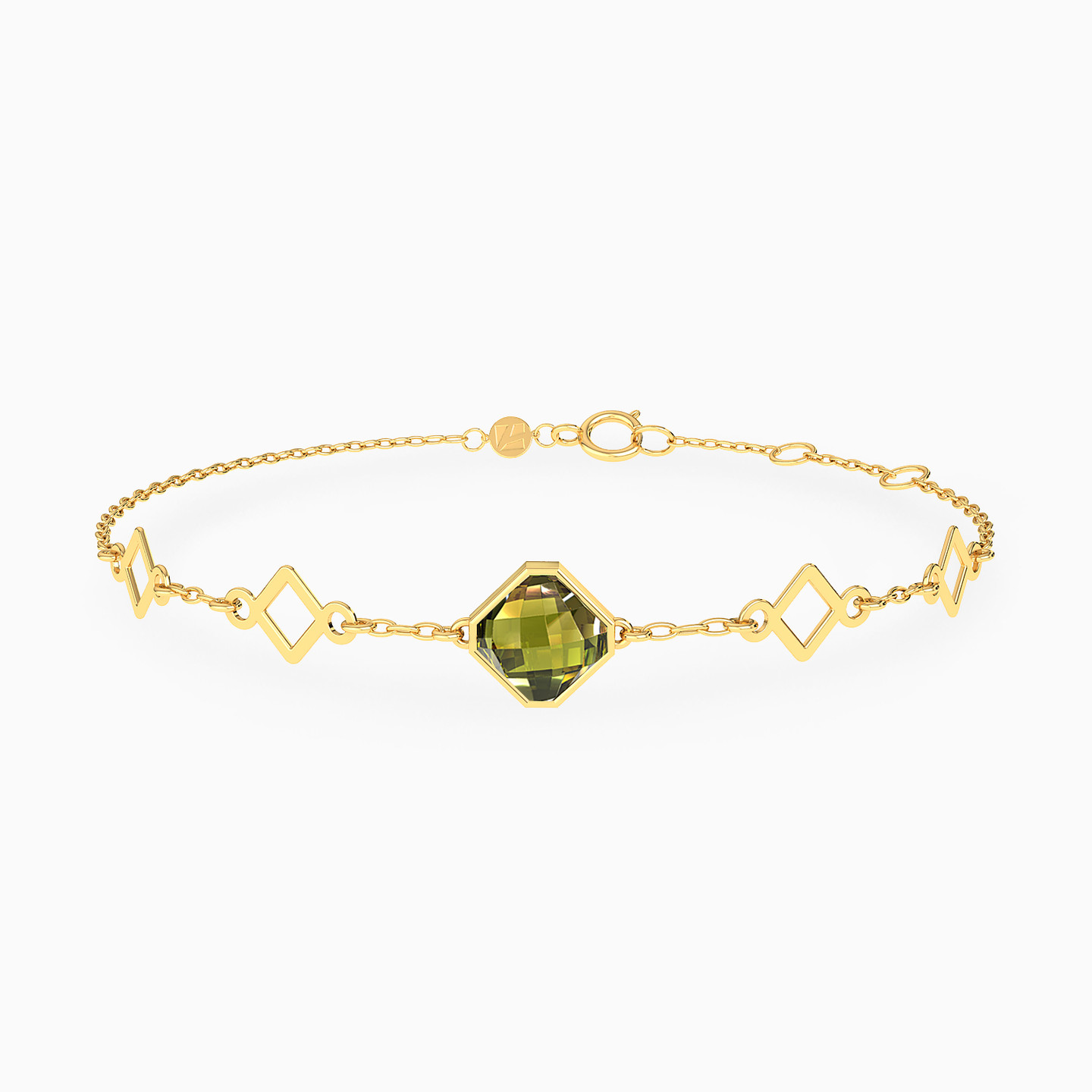 Square Green Stones Chain Bracelet in 18K Gold Square Green Stones Chain Bracelet in 18K Gold