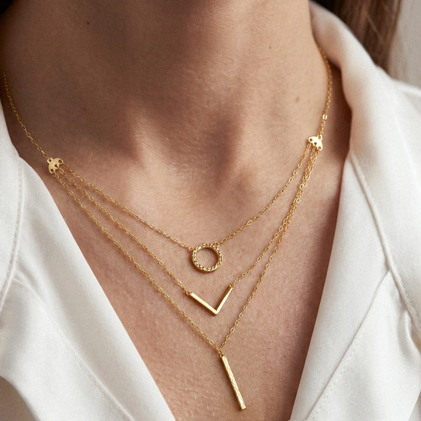 Circle Layered Necklace in 18K Gold - 6 Circle Layered Necklace in 18K Gold - 6