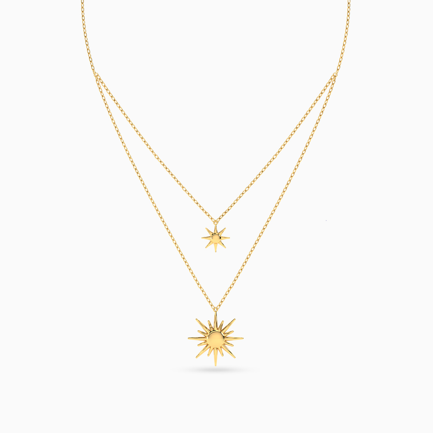 Sun Layered Necklace in 18K Gold - 7 Sun Layered Necklace in 18K Gold - 7