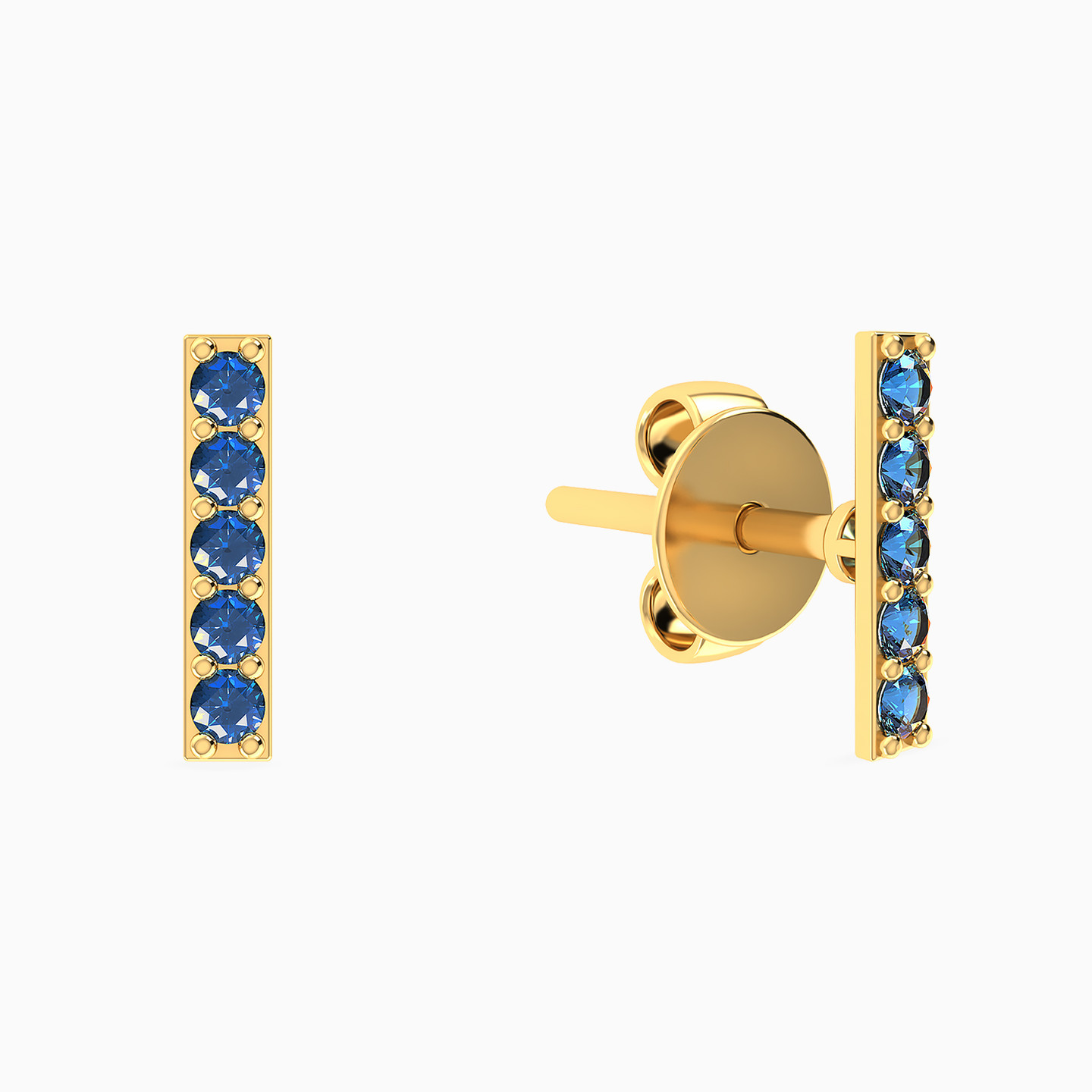 Bar Blue Stone Stud Earrings in 18K Gold Bar Blue Stone Stud Earrings in 18K Gold