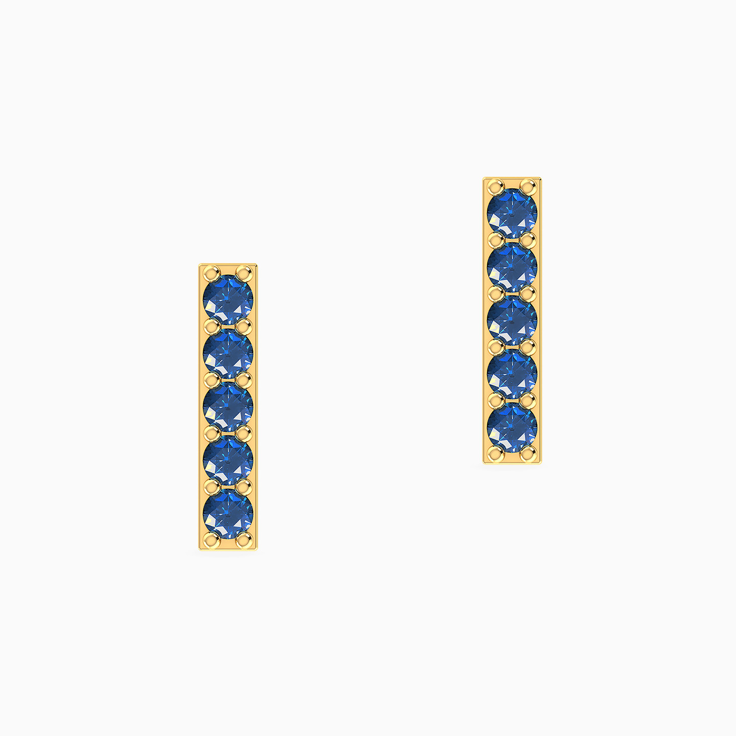 Bar Blue Stone Stud Earrings in 18K Gold - 3 Bar Blue Stone Stud Earrings in 18K Gold - 3